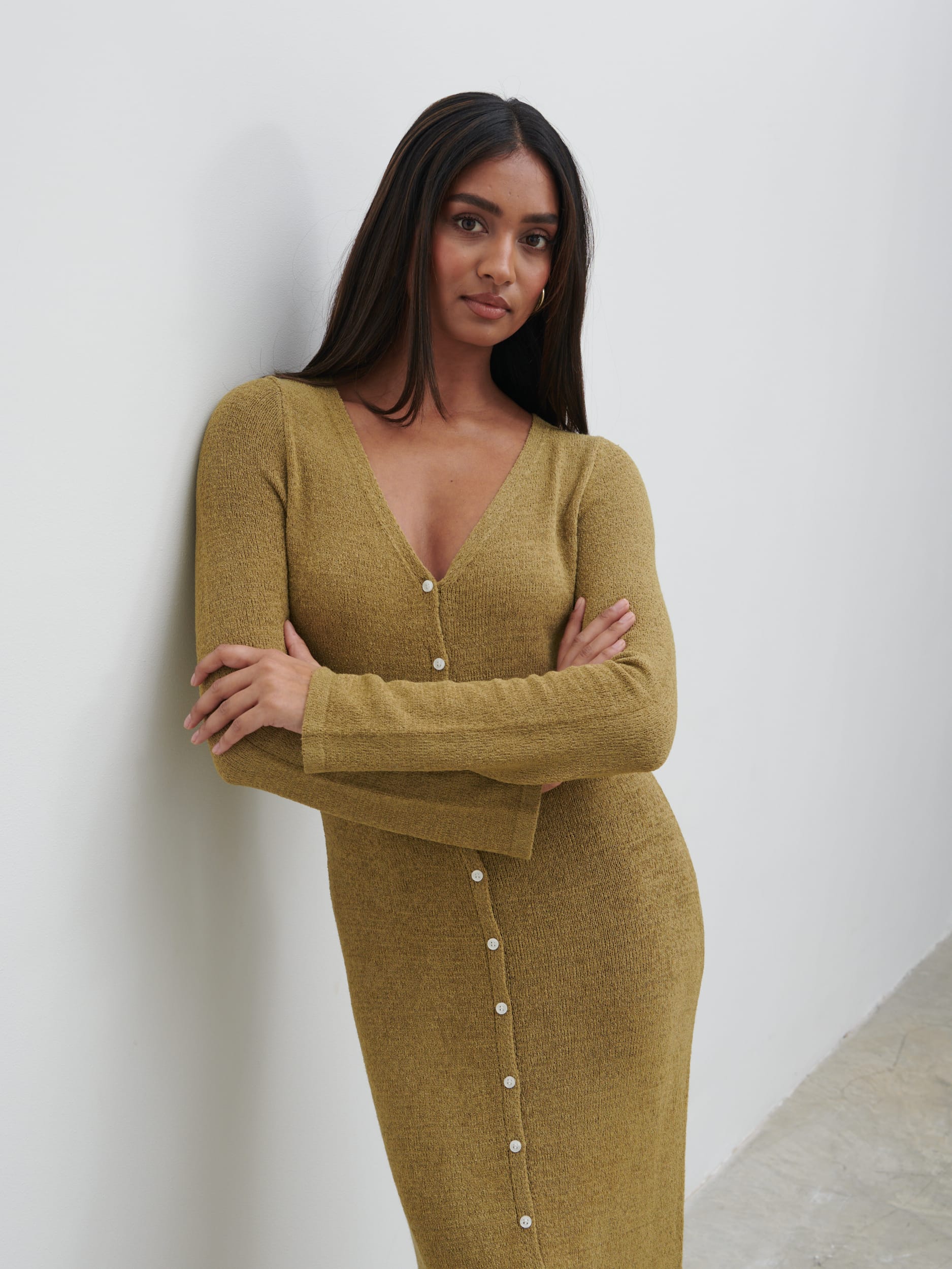 Hazel Knit Maxi Dress - Olive Hazel Knit Maxi Dress - Olive