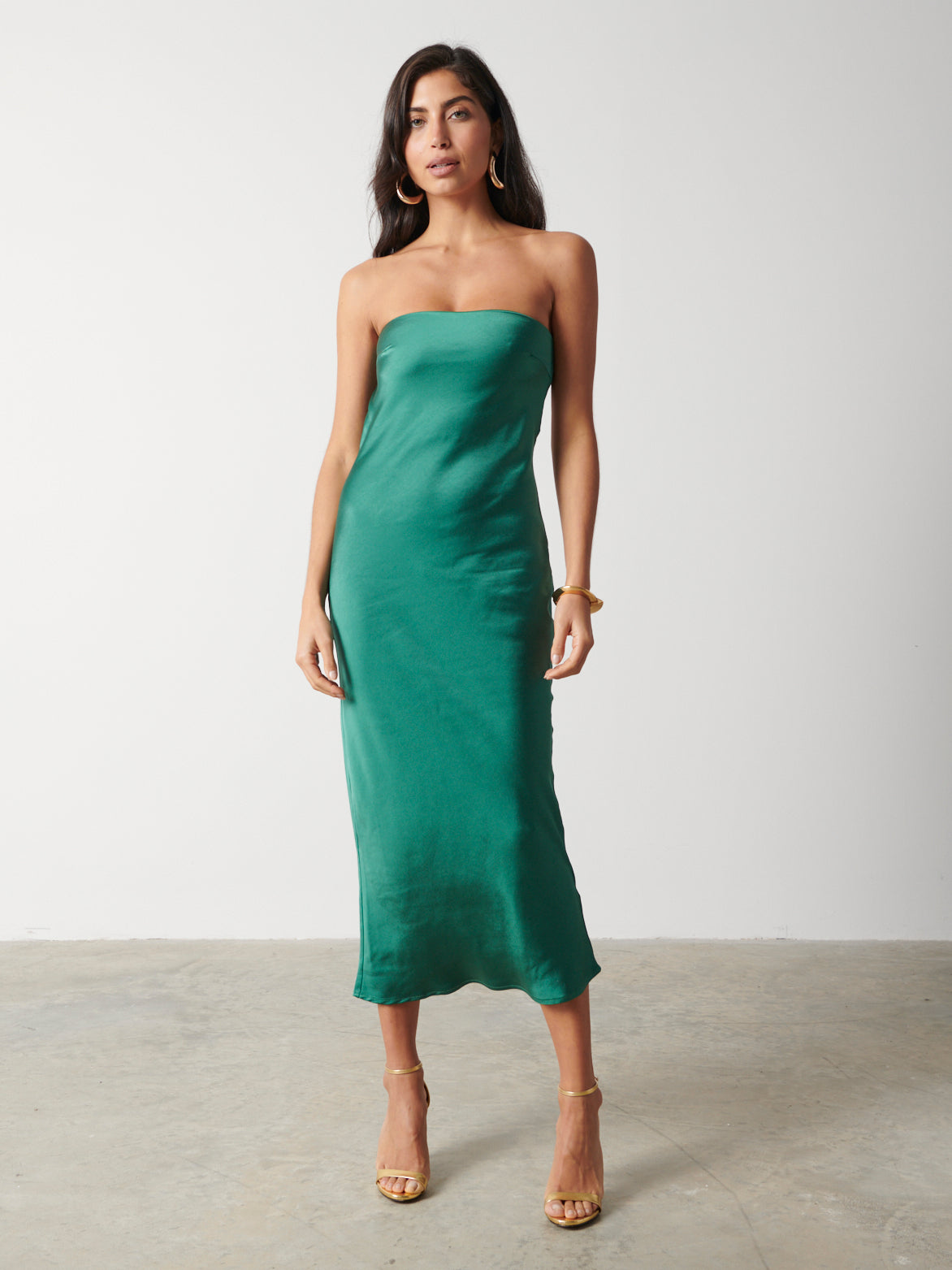 Raleigh Recycled Cowl Back Midaxi Dress - Emerald Green