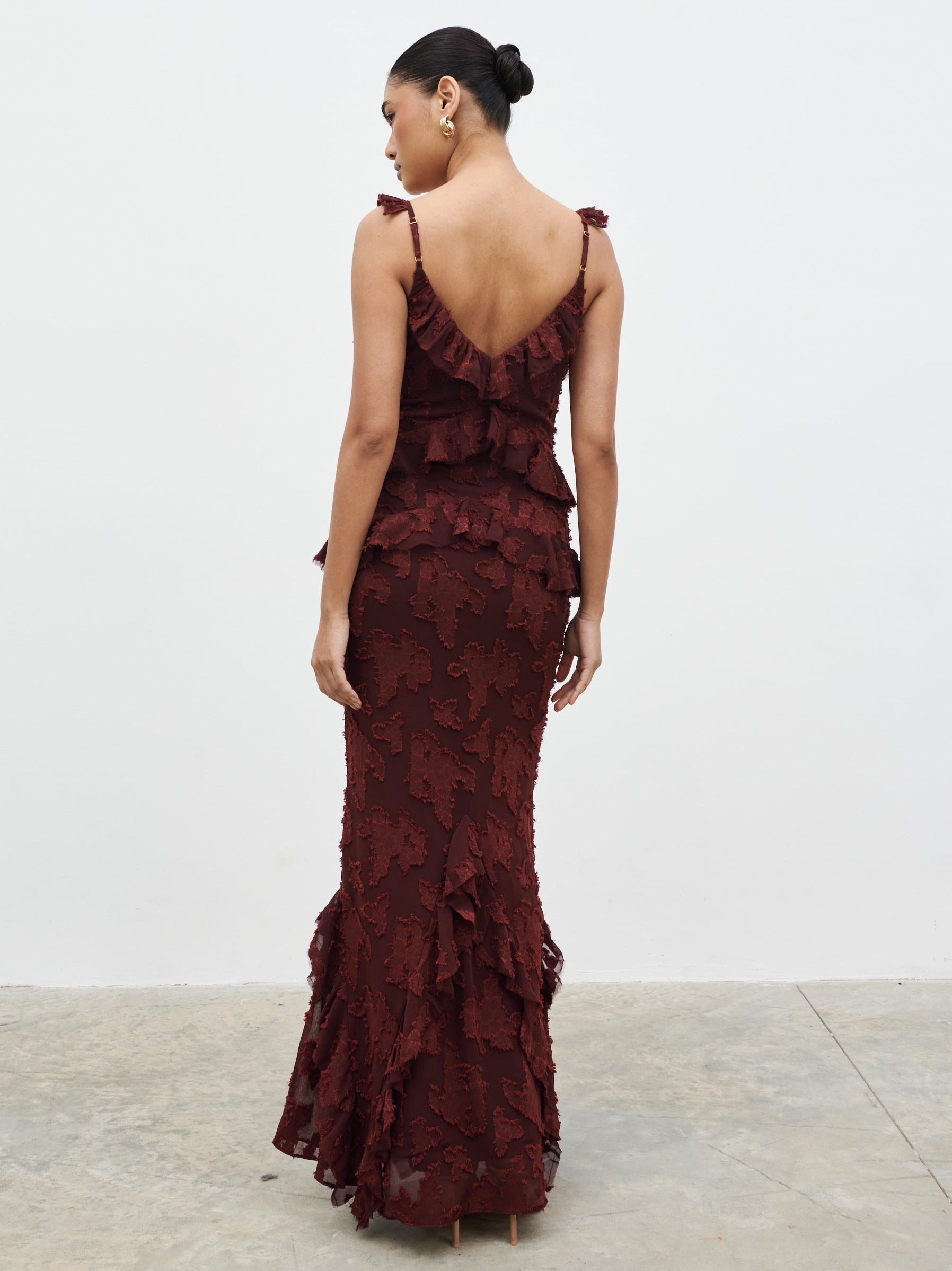 Helena Ruffle Jacquard Maxi Dress Helena Ruffle Jacquard Maxi Dress