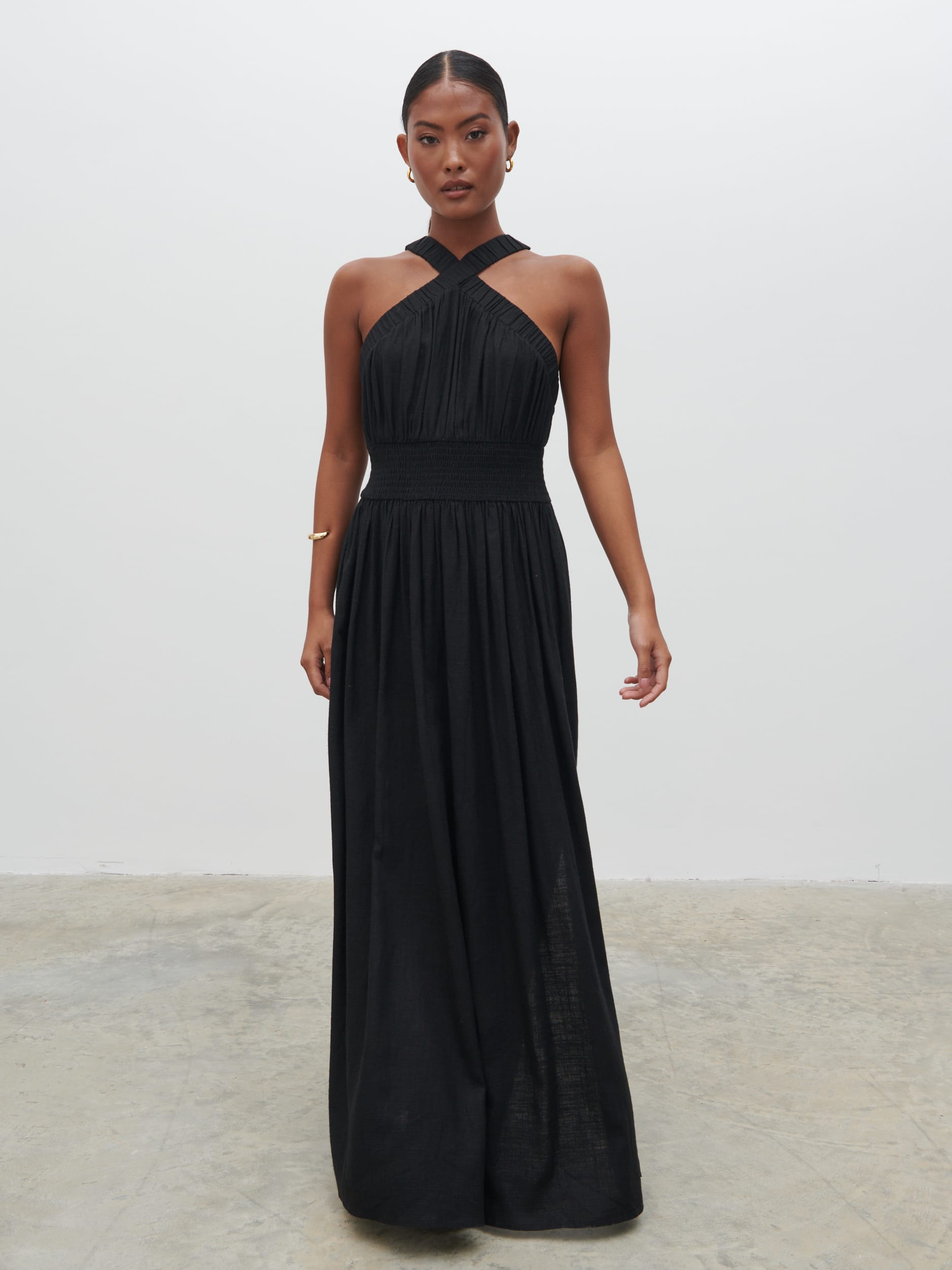 Hollie Shirred Maxi Dress - Black Hollie Shirred Maxi Dress - Black