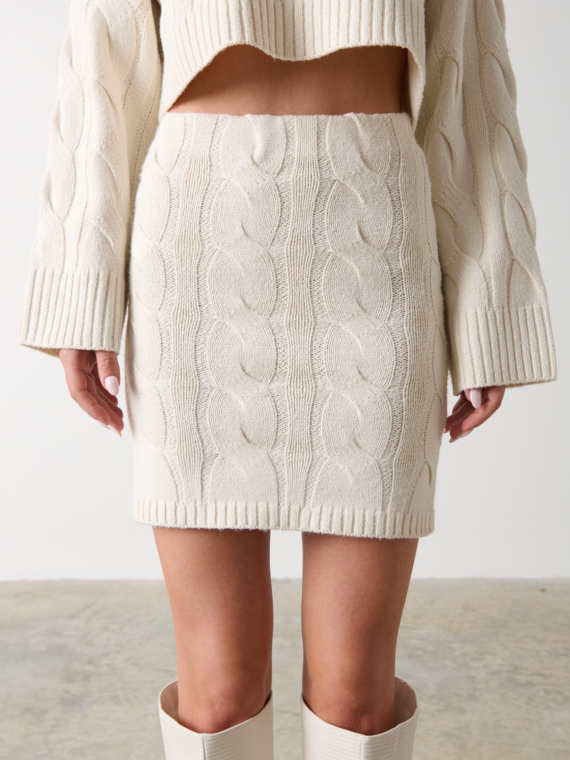 Hunter Cable Knit Mini Skirt - Cream