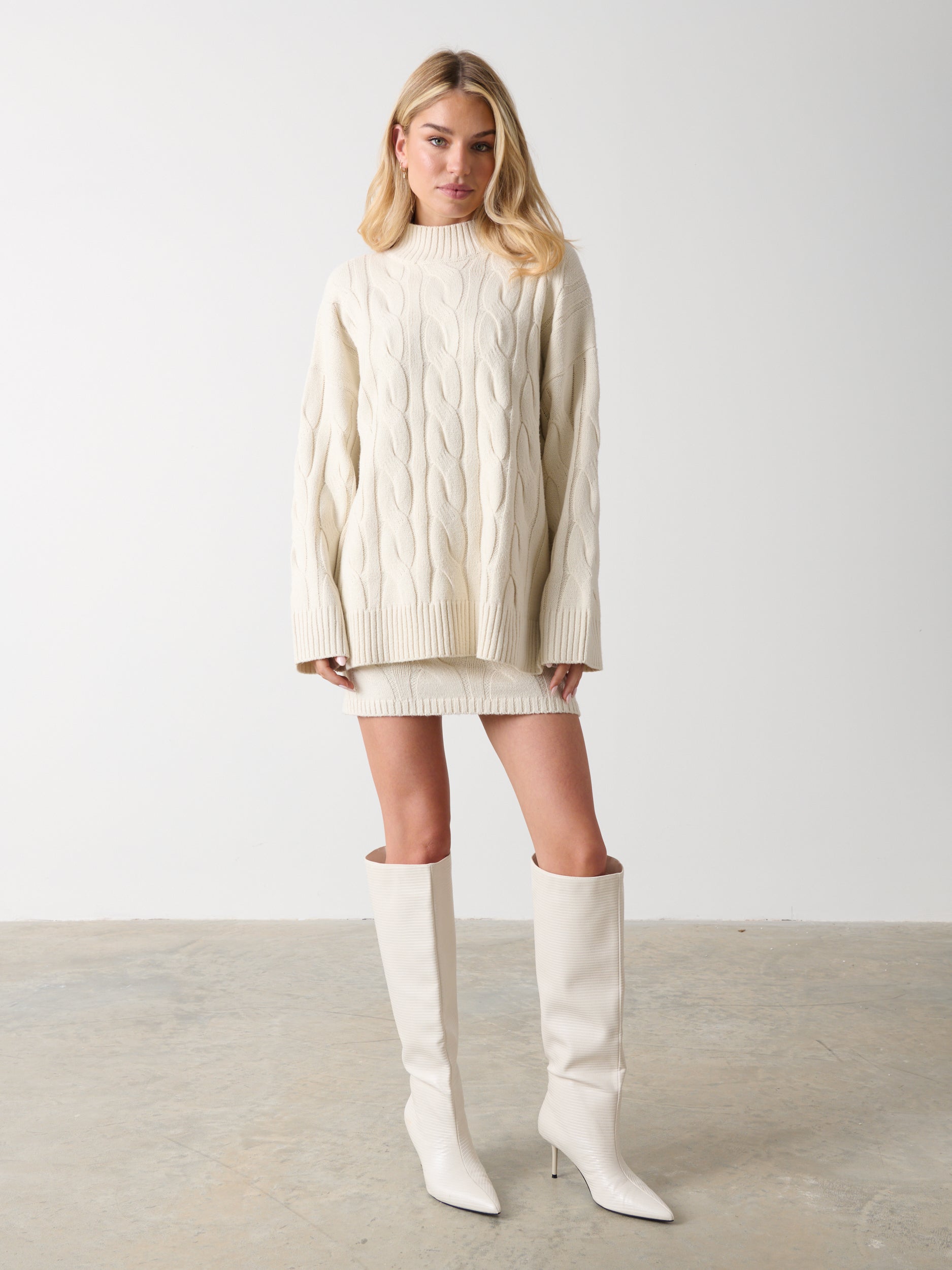 Hunter Cable Knit Mini Skirt - Cream
