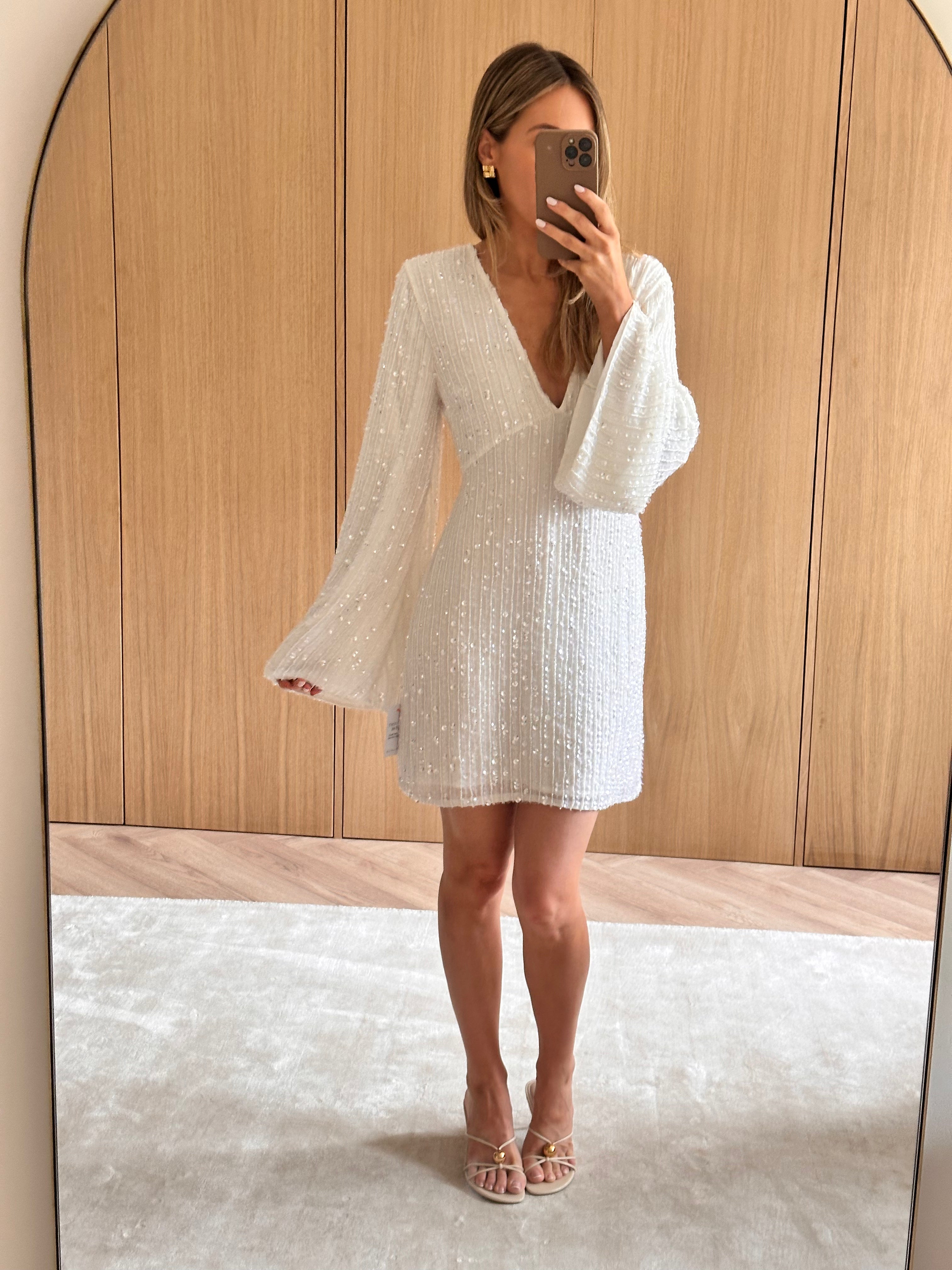 Alexis Sequin Mini Dress - Ivory Pretty Lavish Alexis Sequin Mini Dress - Ivory Pretty Lavish