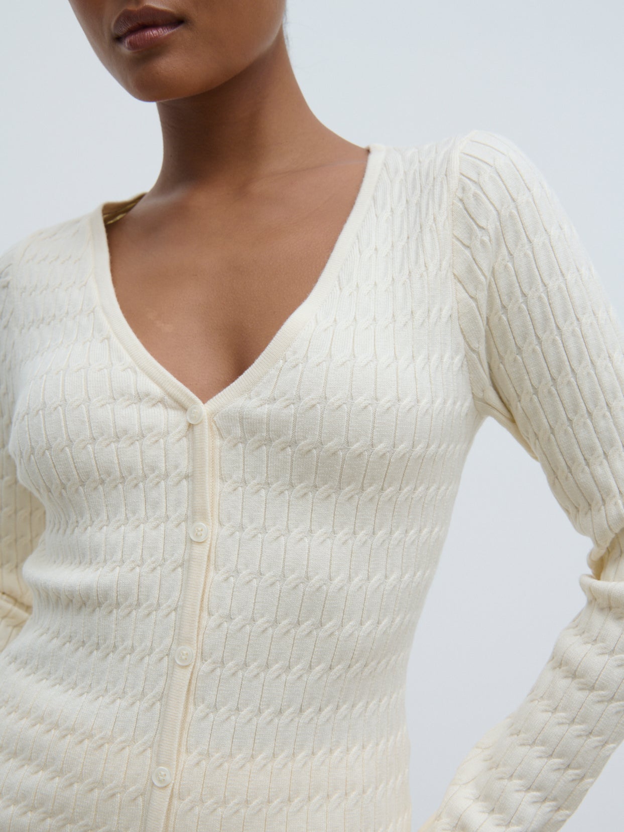 Iliana Cable Knit Cardigan - Cream