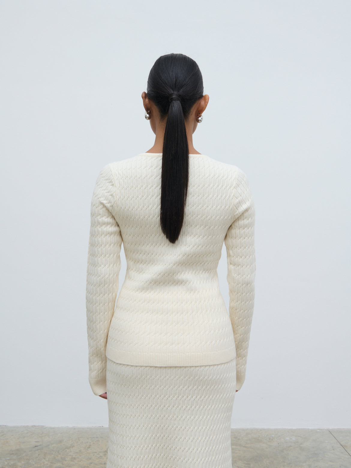 Iliana Cable Knit Cardigan - Cream