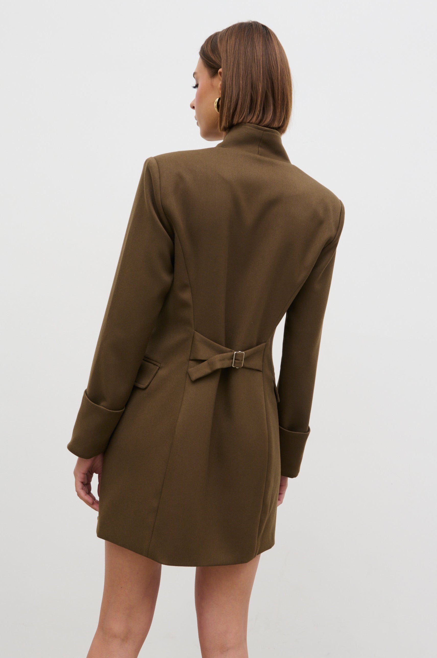 Iris Blazer Mini Dress - Khaki Brown Pretty Lavish Iris Blazer Mini Dress - Khaki Brown Pretty Lavish