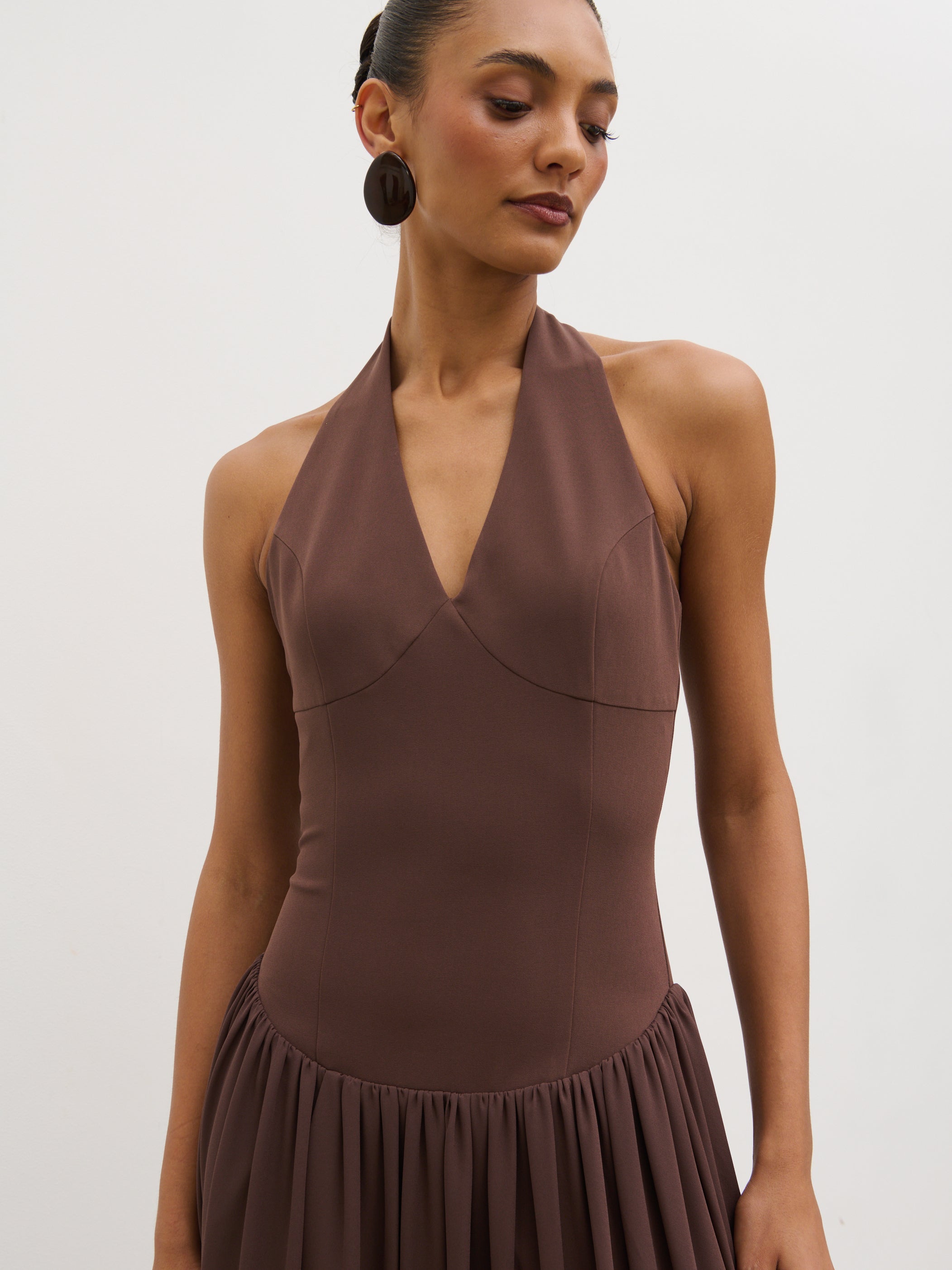 Isadora Drop Waist Maxi Dress - Chocolate Brown Pretty Lavish Isadora Drop Waist Maxi Dress - Chocolate Brown Pretty Lavish