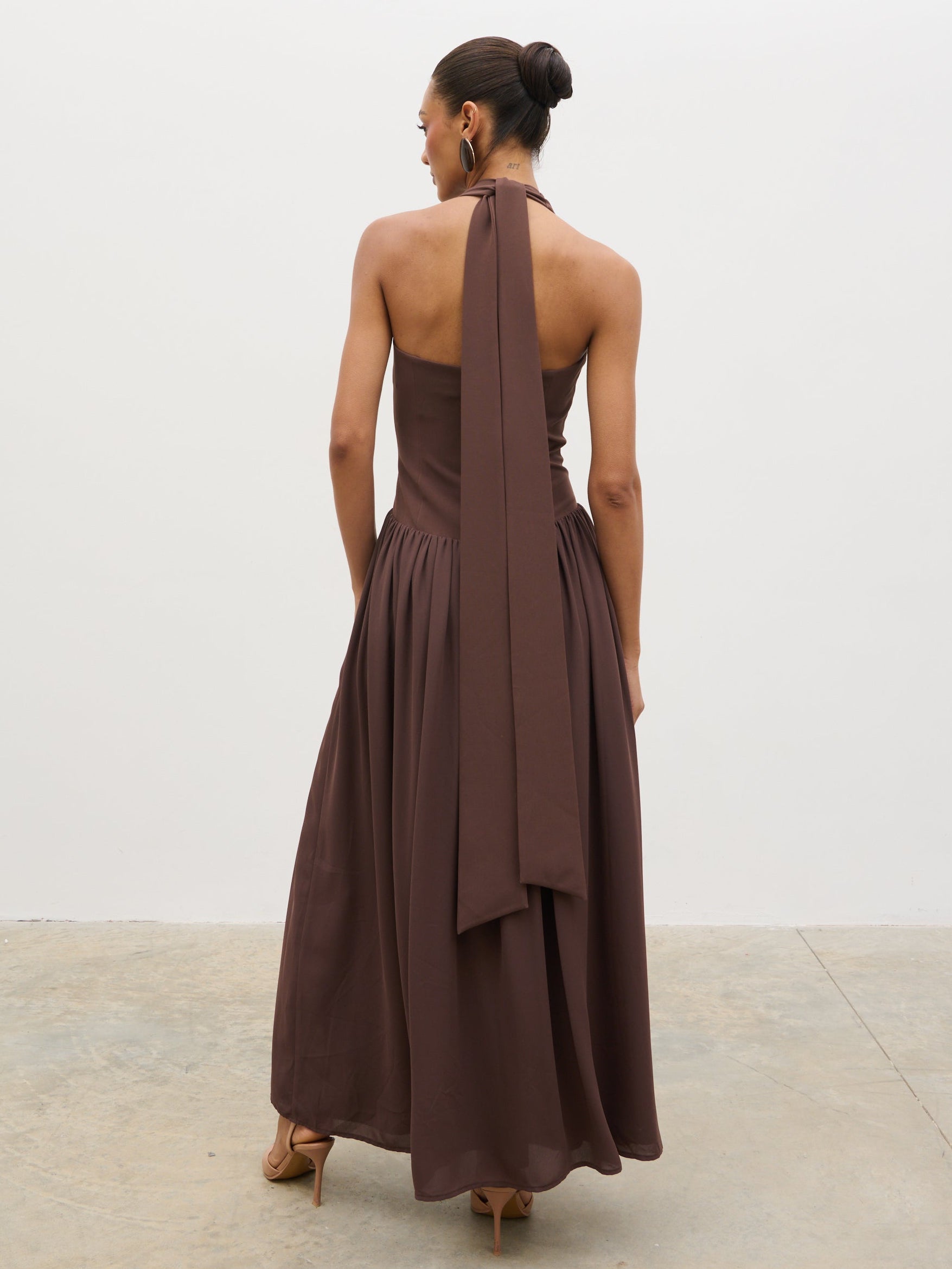 Isadora Drop Waist Maxi Dress - Chocolate Brown Isadora Drop Waist Maxi Dress - Chocolate Brown