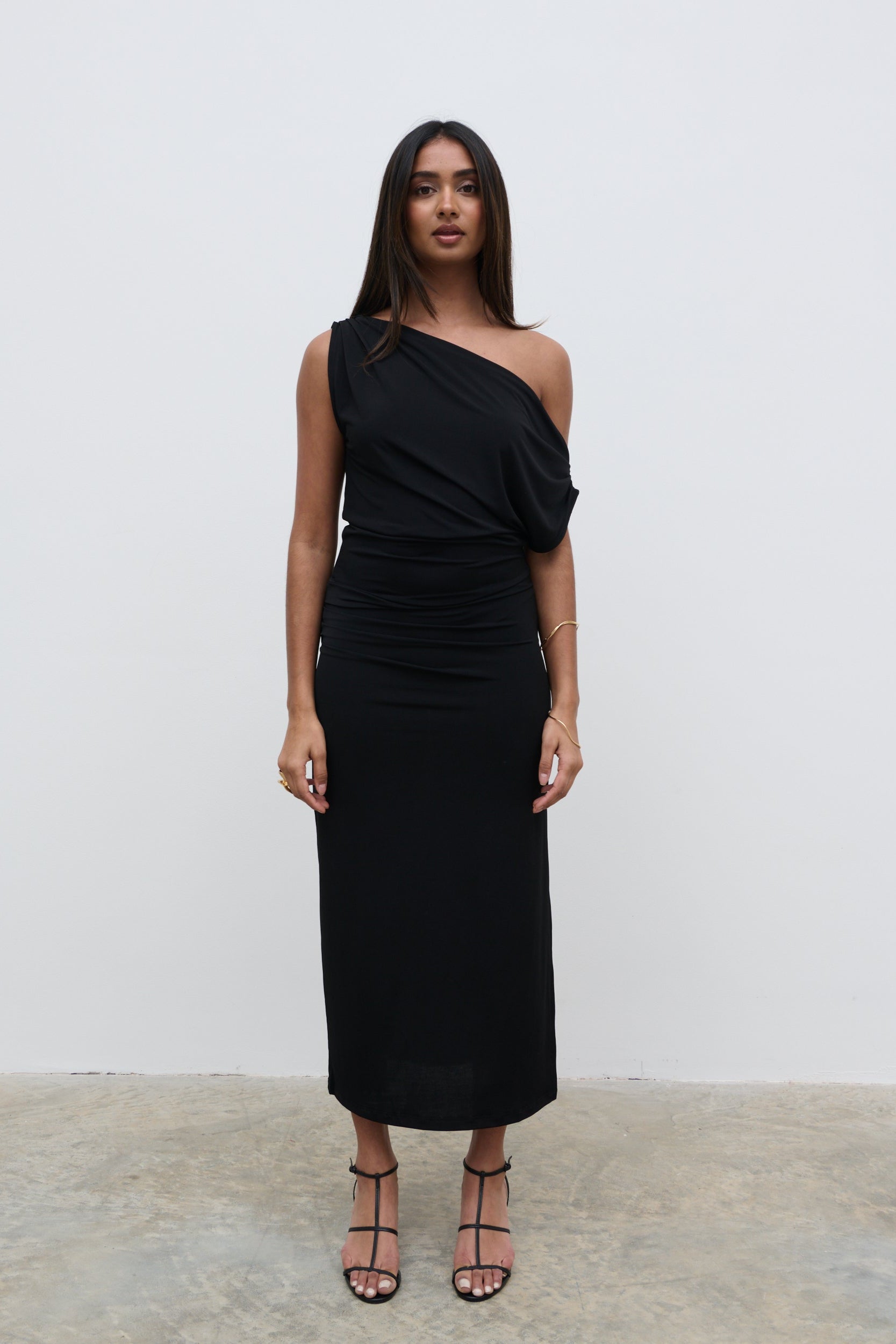 Janece Asymmetric Jersey Dress