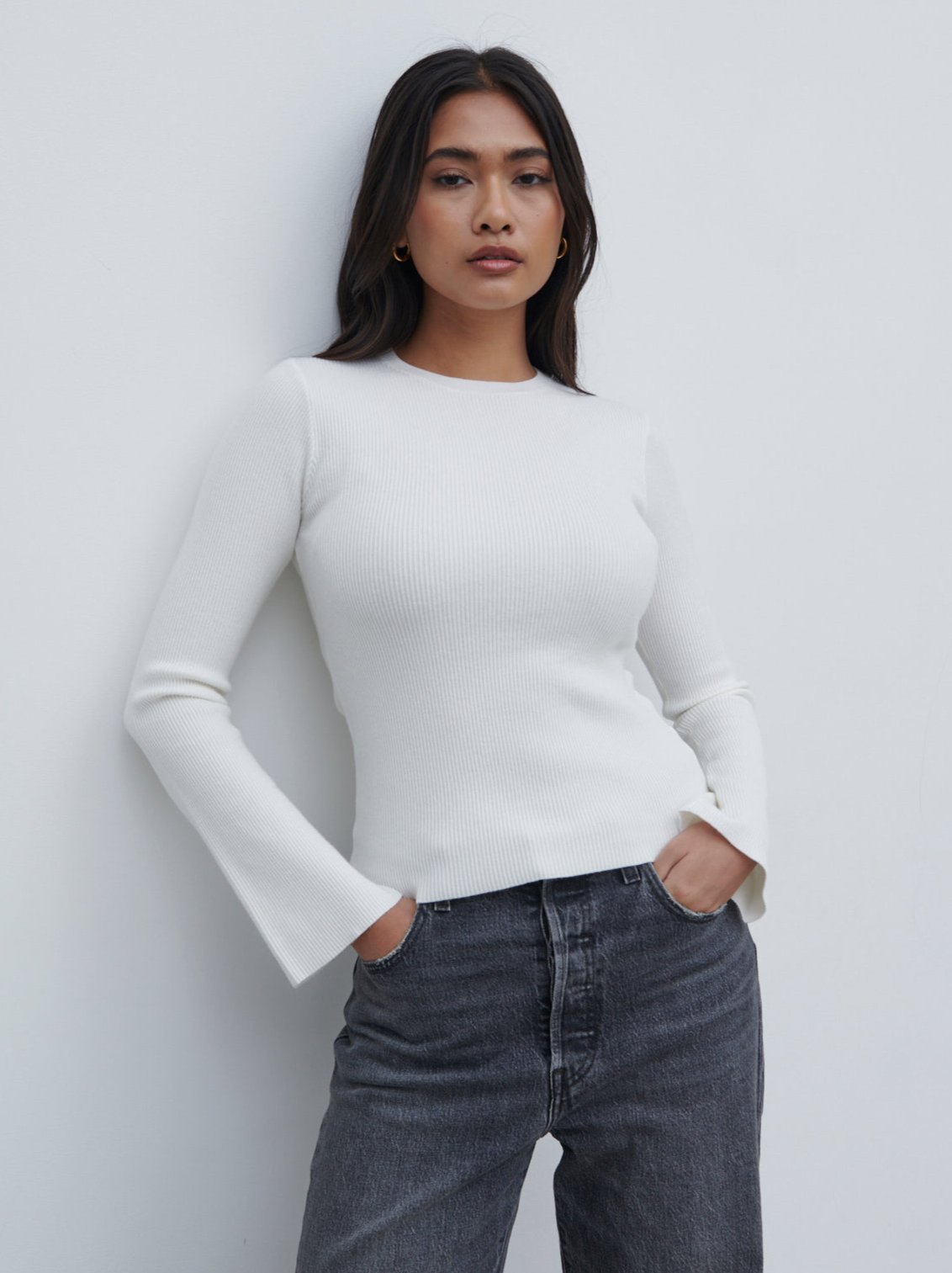 Jayla Long Sleeve Knit Top - Cream