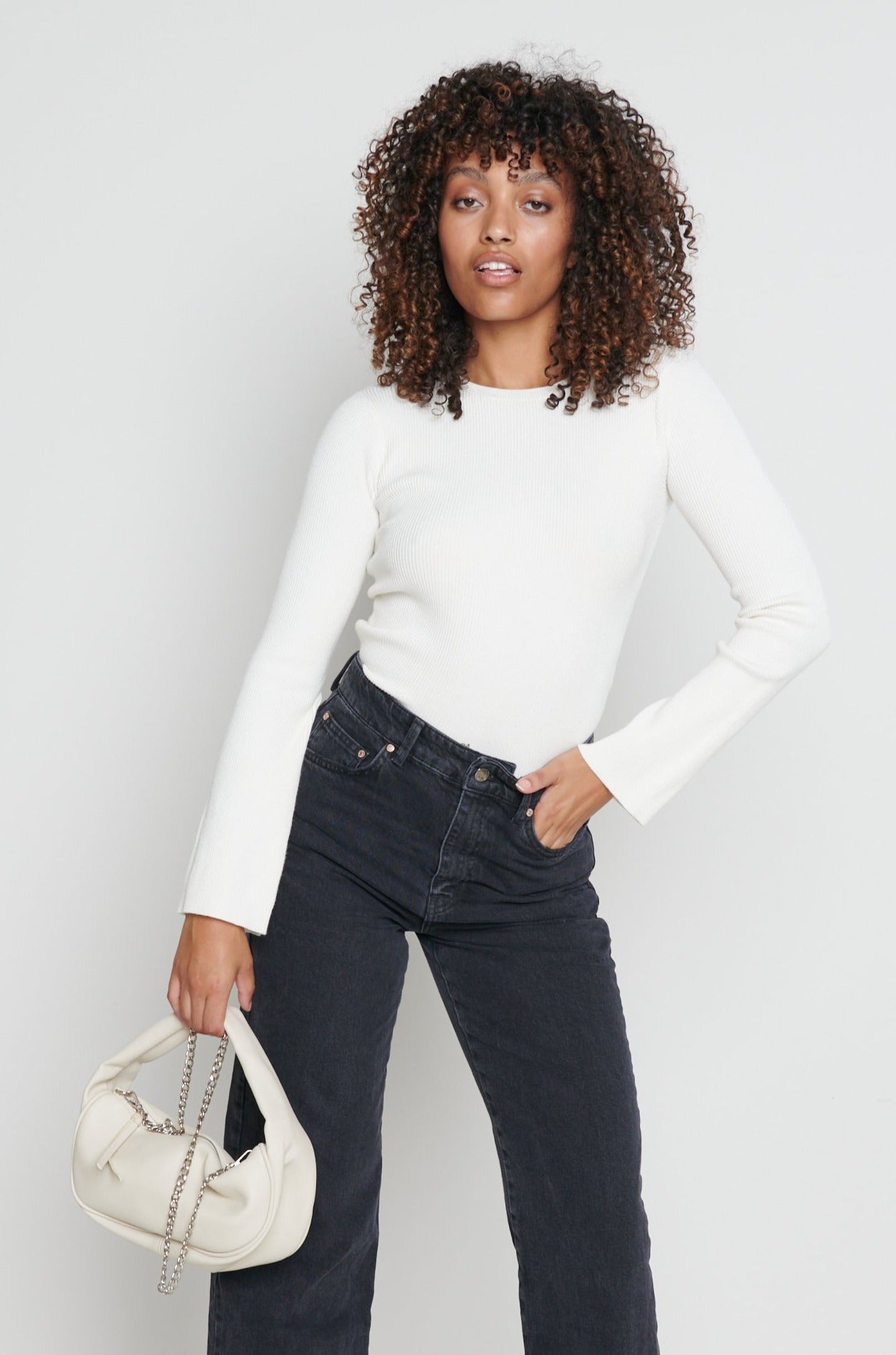 Jayla Long Sleeve Knit Top - Cream