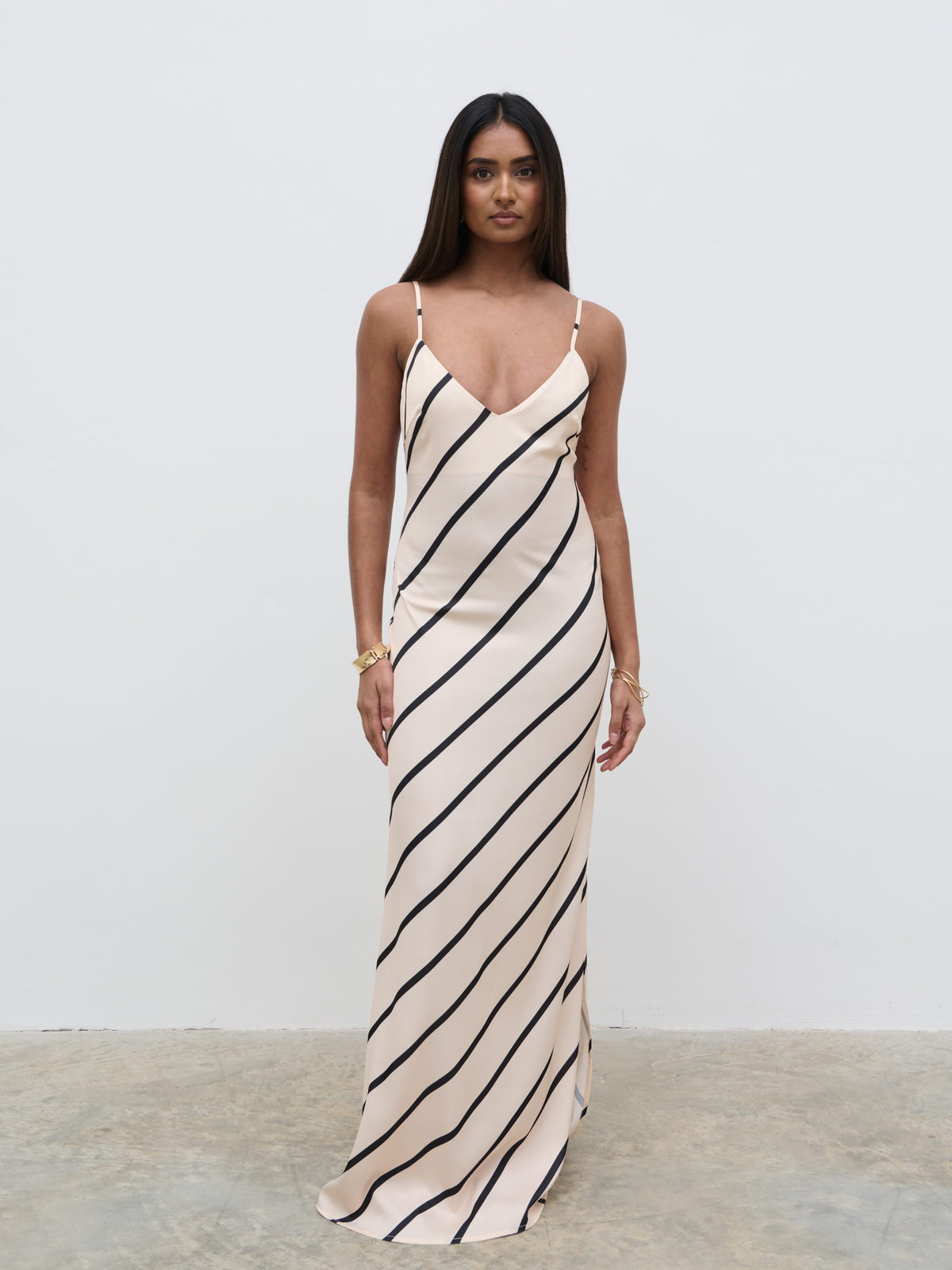 asymmetrical striped maxi dress Jodina bold vertical stripes BLUE-GREEN Off-Shoulder A-Line Wedding Dress Size:UK 10