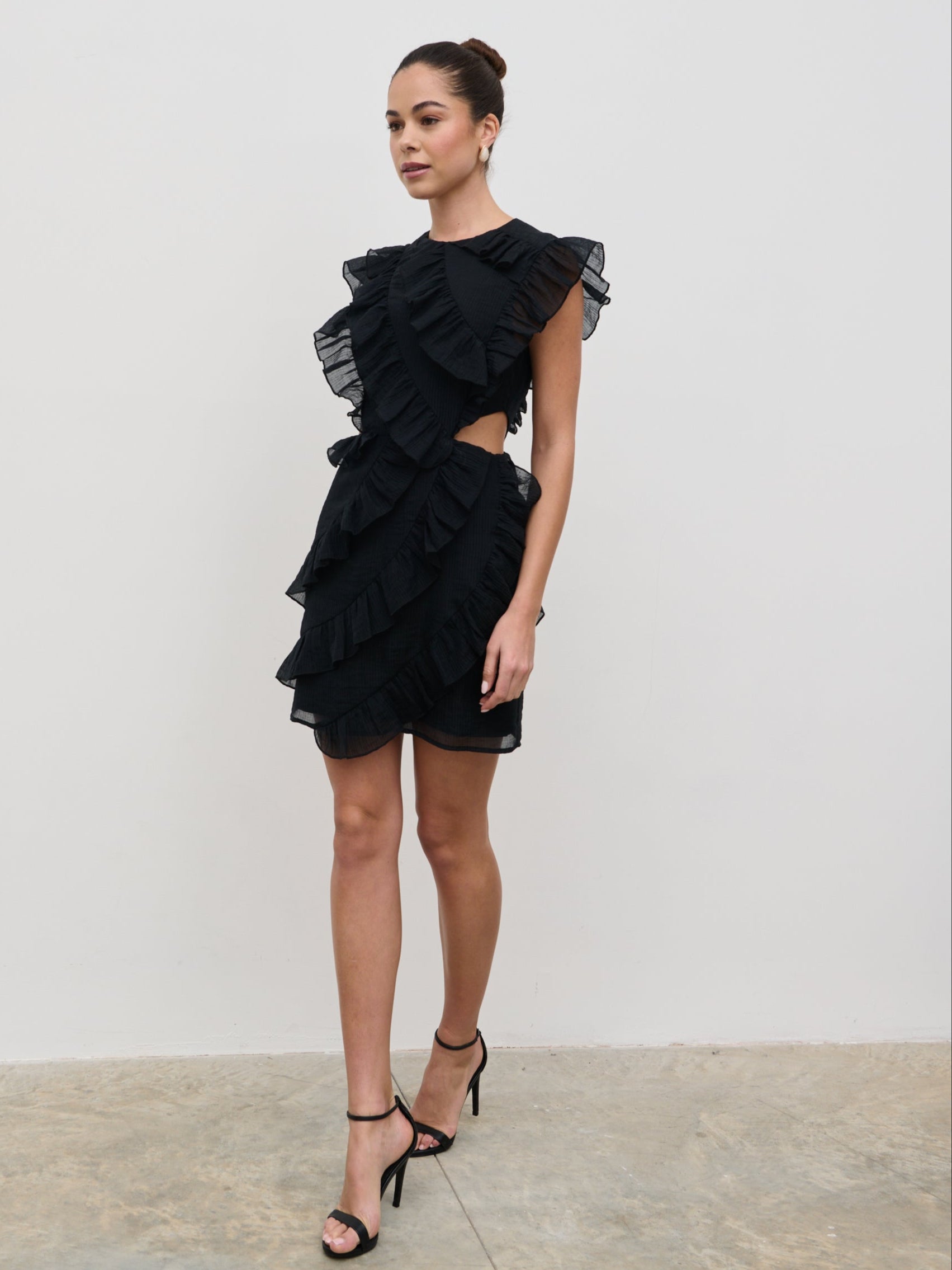 Joss Ruffle Mini Dress - Black Pretty Lavish Joss Ruffle Mini Dress - Black Pretty Lavish