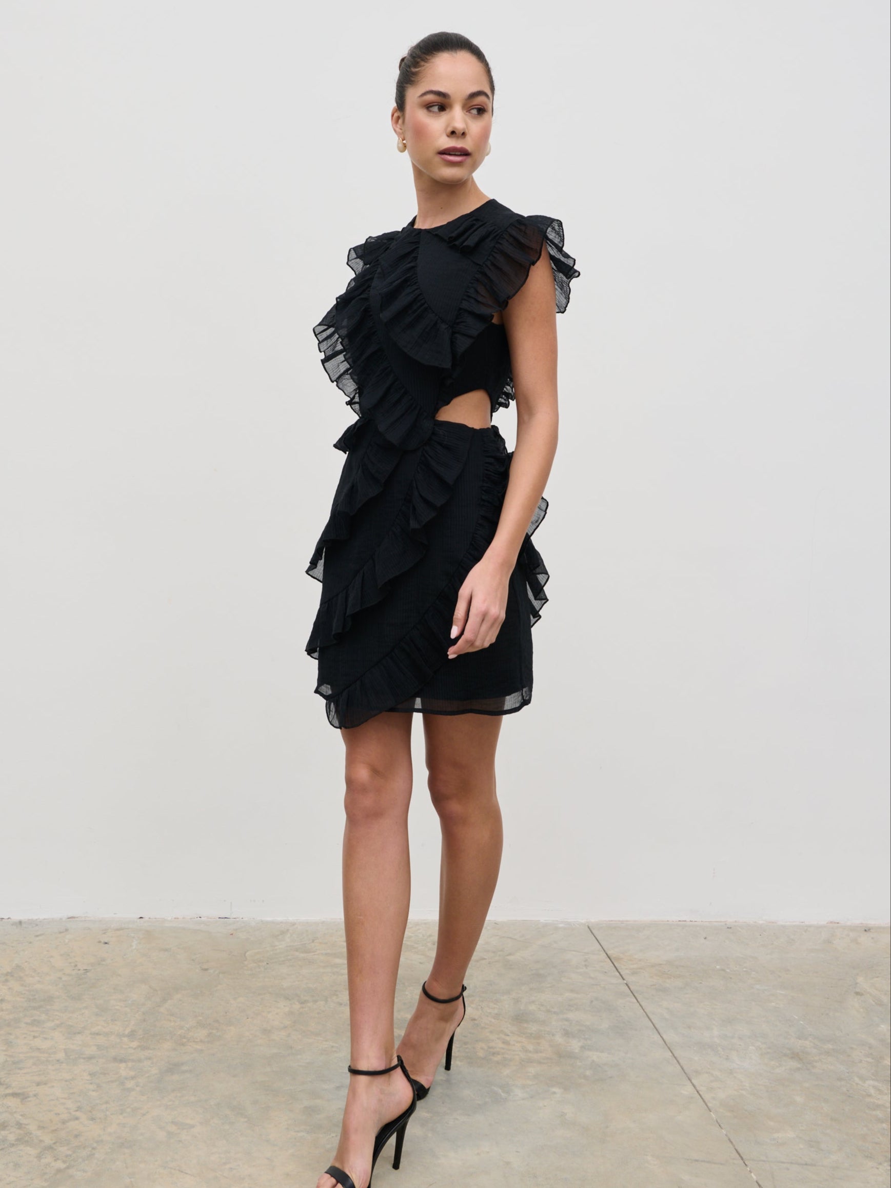 Joss Ruffle Mini Dress - Black Pretty Lavish Joss Ruffle Mini Dress - Black Pretty Lavish
