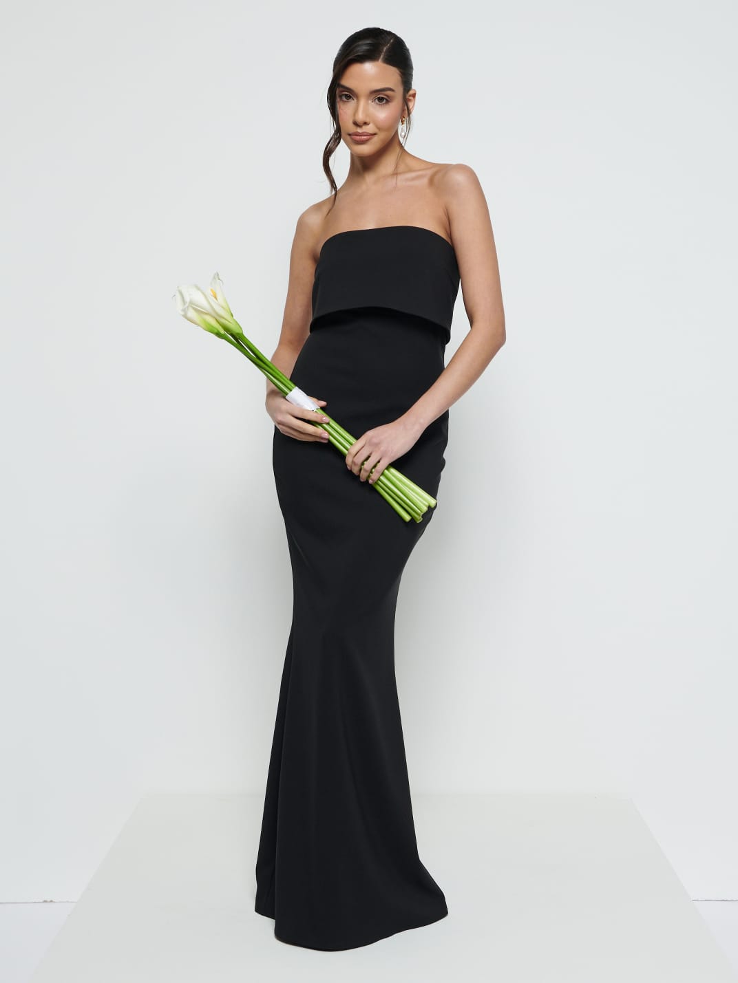Julia Strapless Crepe Maxi Bridesmaid Dress