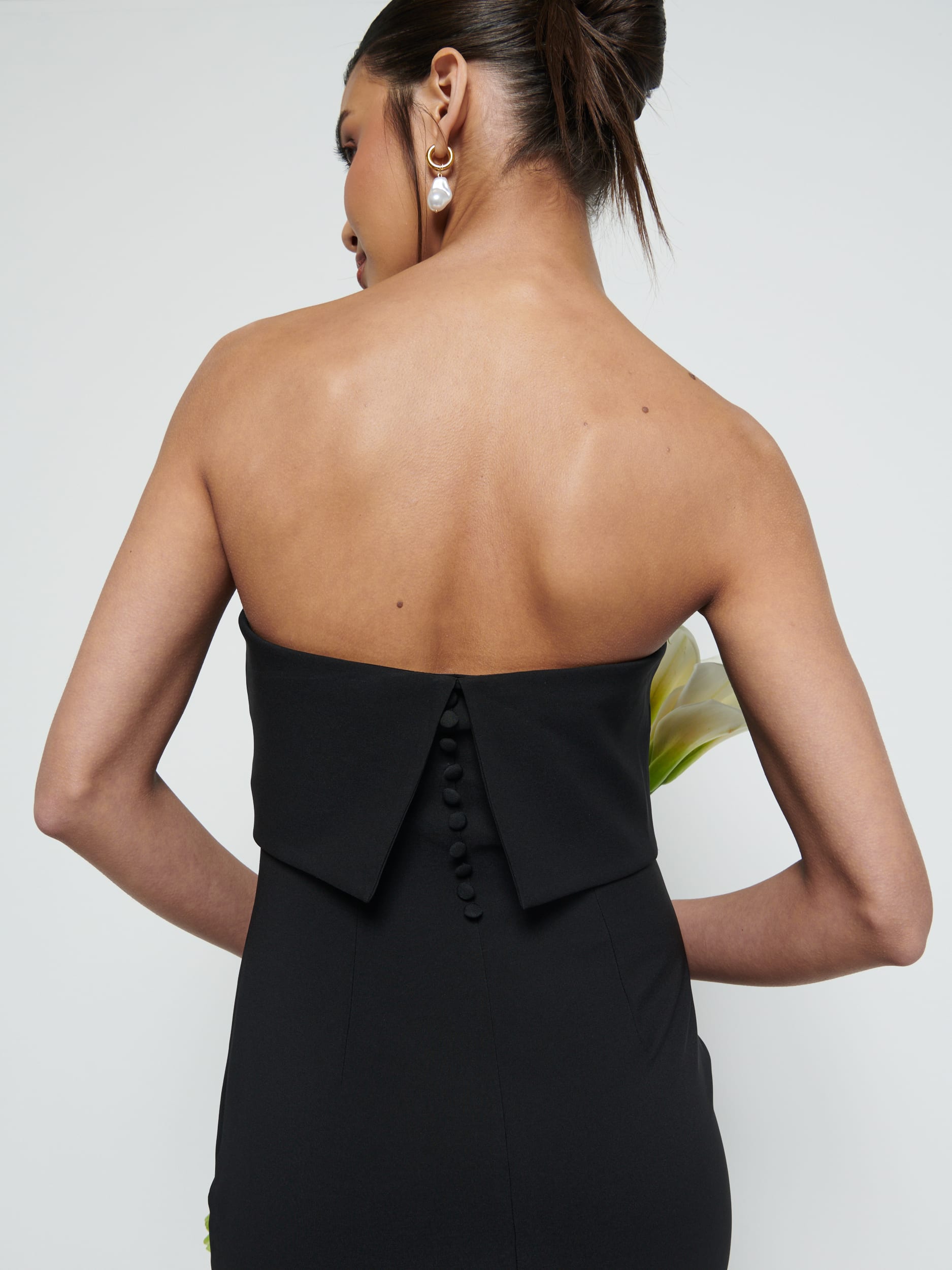Julia Strapless Crepe Maxi Bridesmaid Dress - Black Pretty Lavish Julia Strapless Crepe Maxi Bridesmaid Dress - Black Pretty Lavish