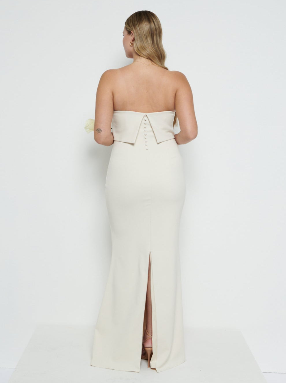 julia crepe maxi bridesmaid dress Julia Strapless Crepe Maxi Bridesmaid Dress