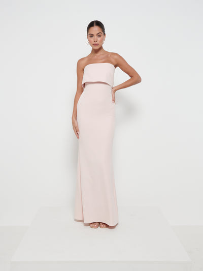 Julia Crepe Maxi Bridesmaid Dress - Blush – Pretty Lavish