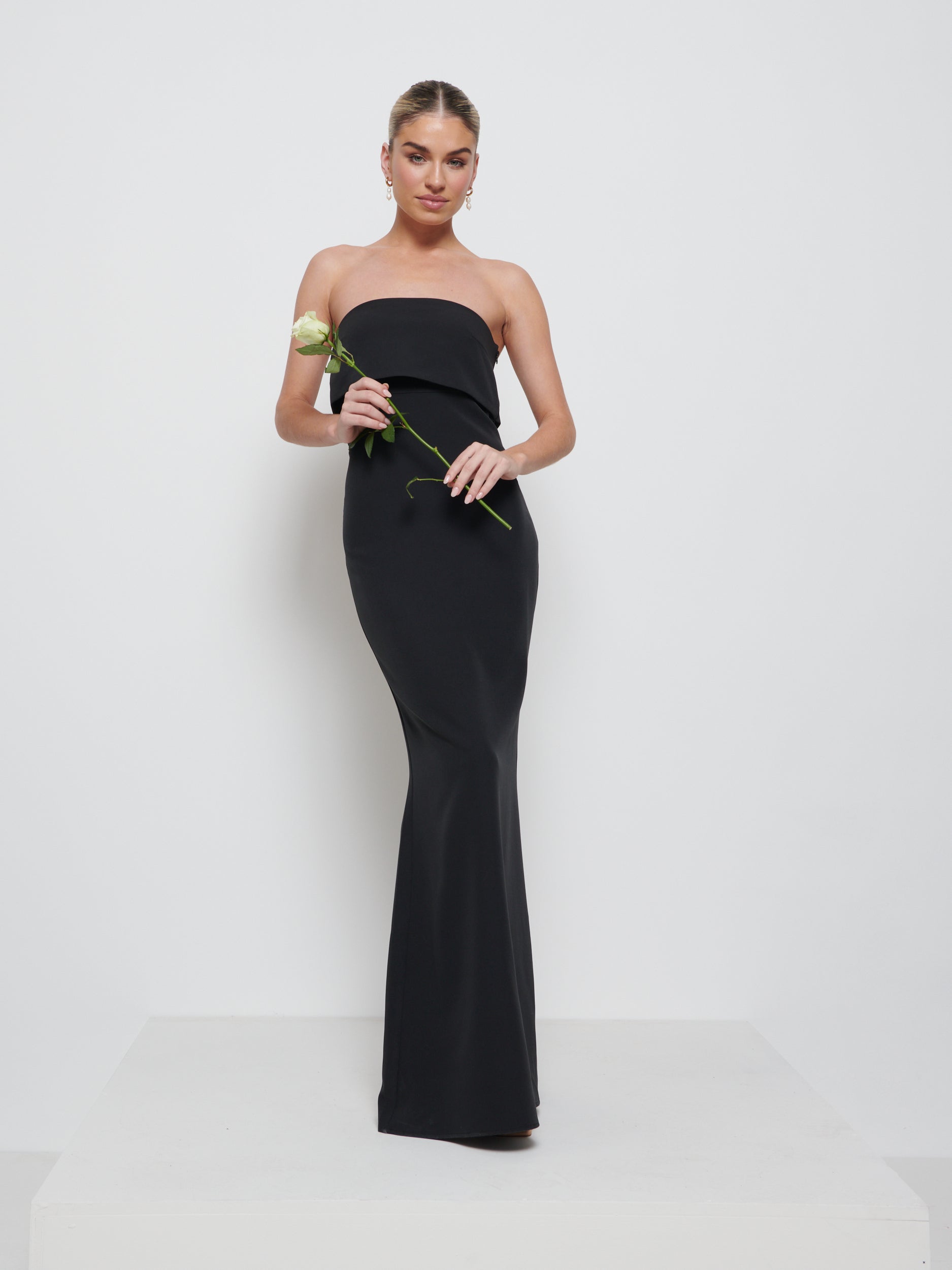Julia Crepe Maxi Bridesmaid Dress - Black