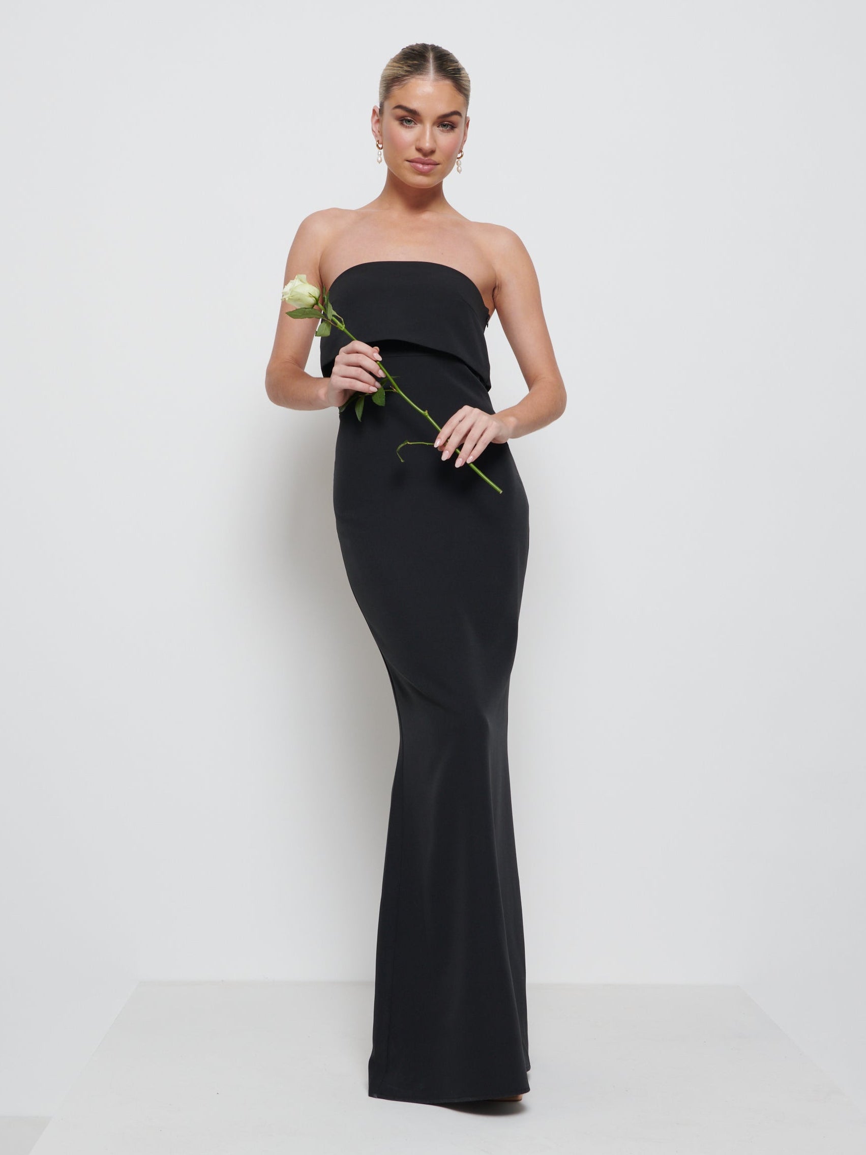 Julia Crepe Maxi Bridesmaid Dress - Black Pretty Lavish Julia Crepe Maxi Bridesmaid Dress - Black Pretty Lavish