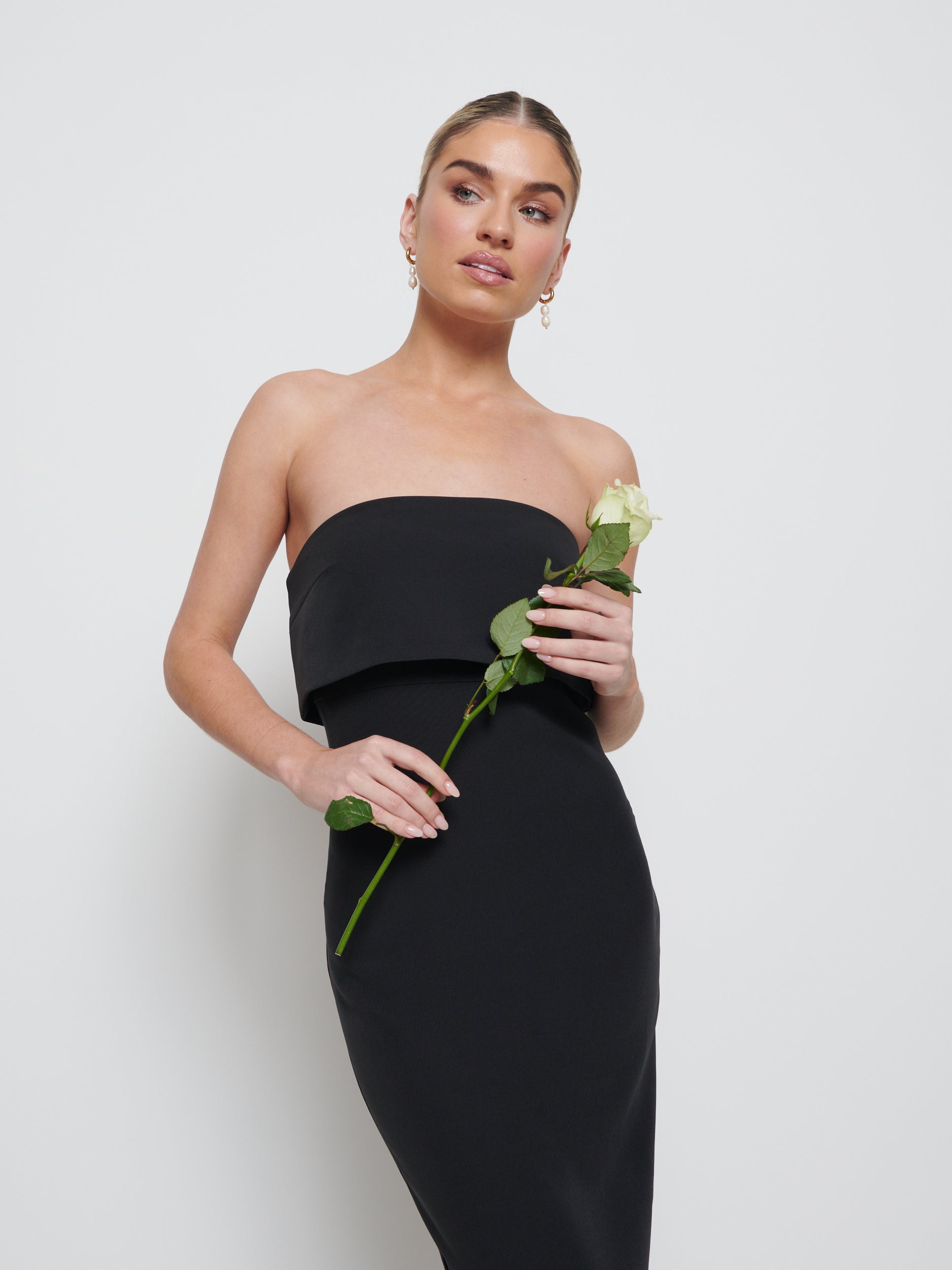 Julia Crepe Maxi Bridesmaid Dress - Black