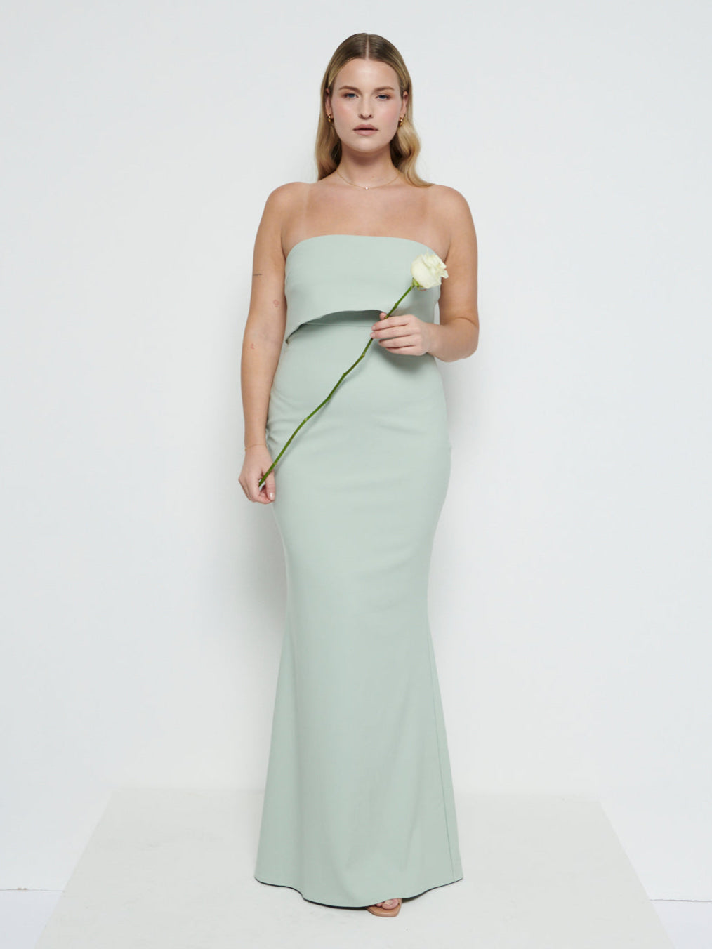 Julia Strapless Crepe Maxi Bridesmaid Dress - Sage Julia Strapless Crepe Maxi Bridesmaid Dress - Sage