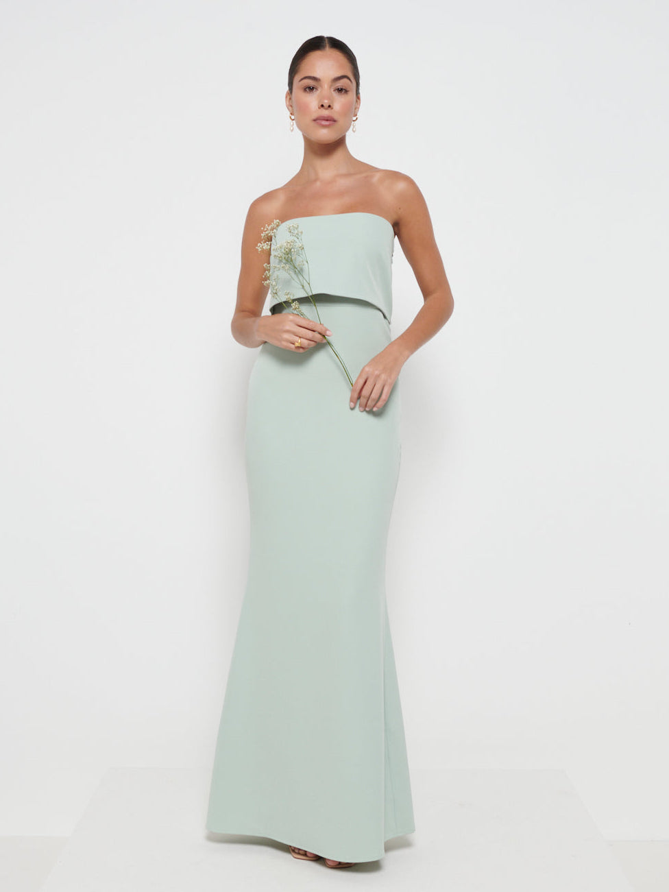 Julia Crepe Maxi Bridesmaid Dress Sage
