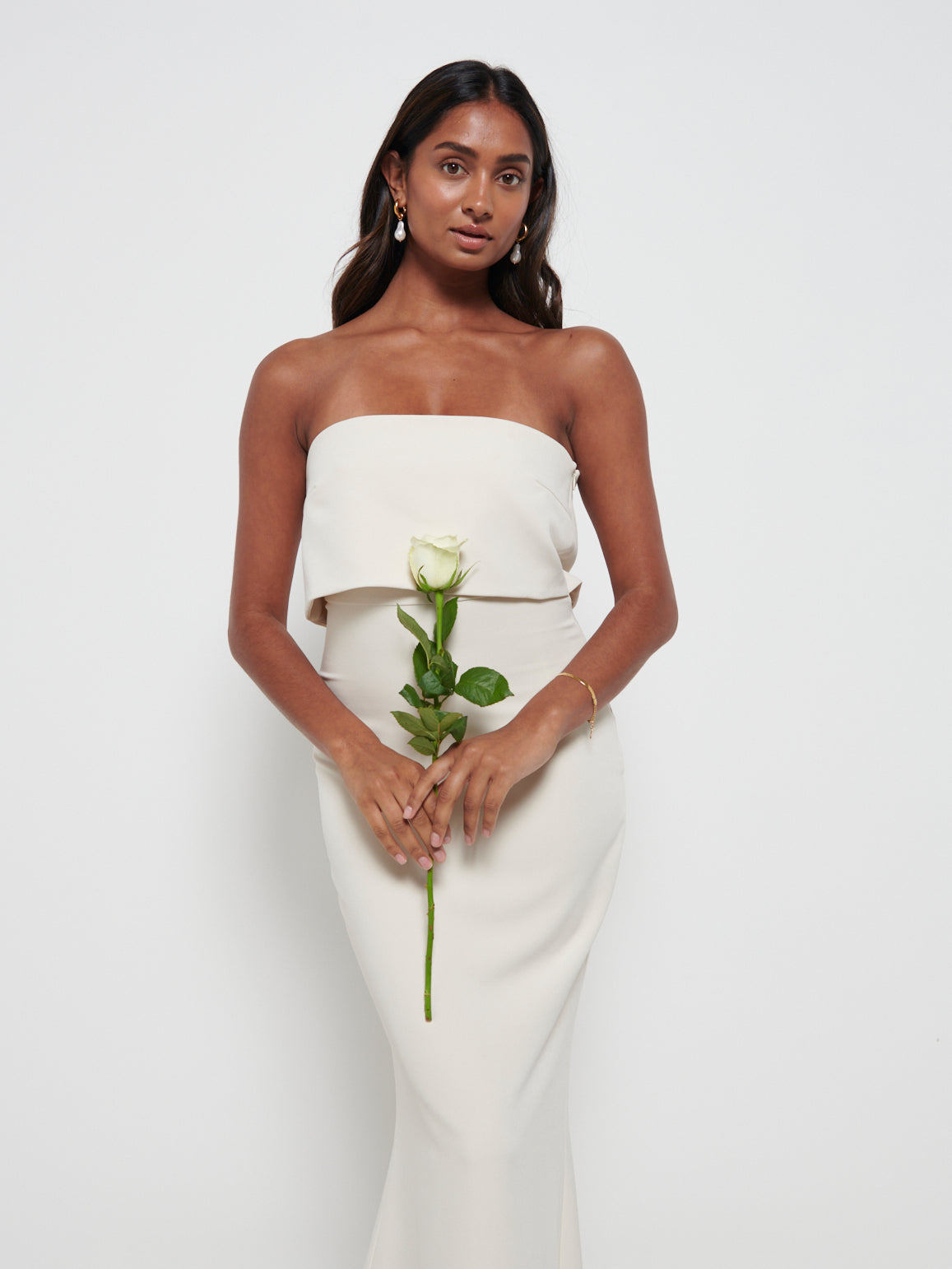 julia crepe maxi bridesmaid dress Julia Strapless Crepe Maxi Bridesmaid Dress
