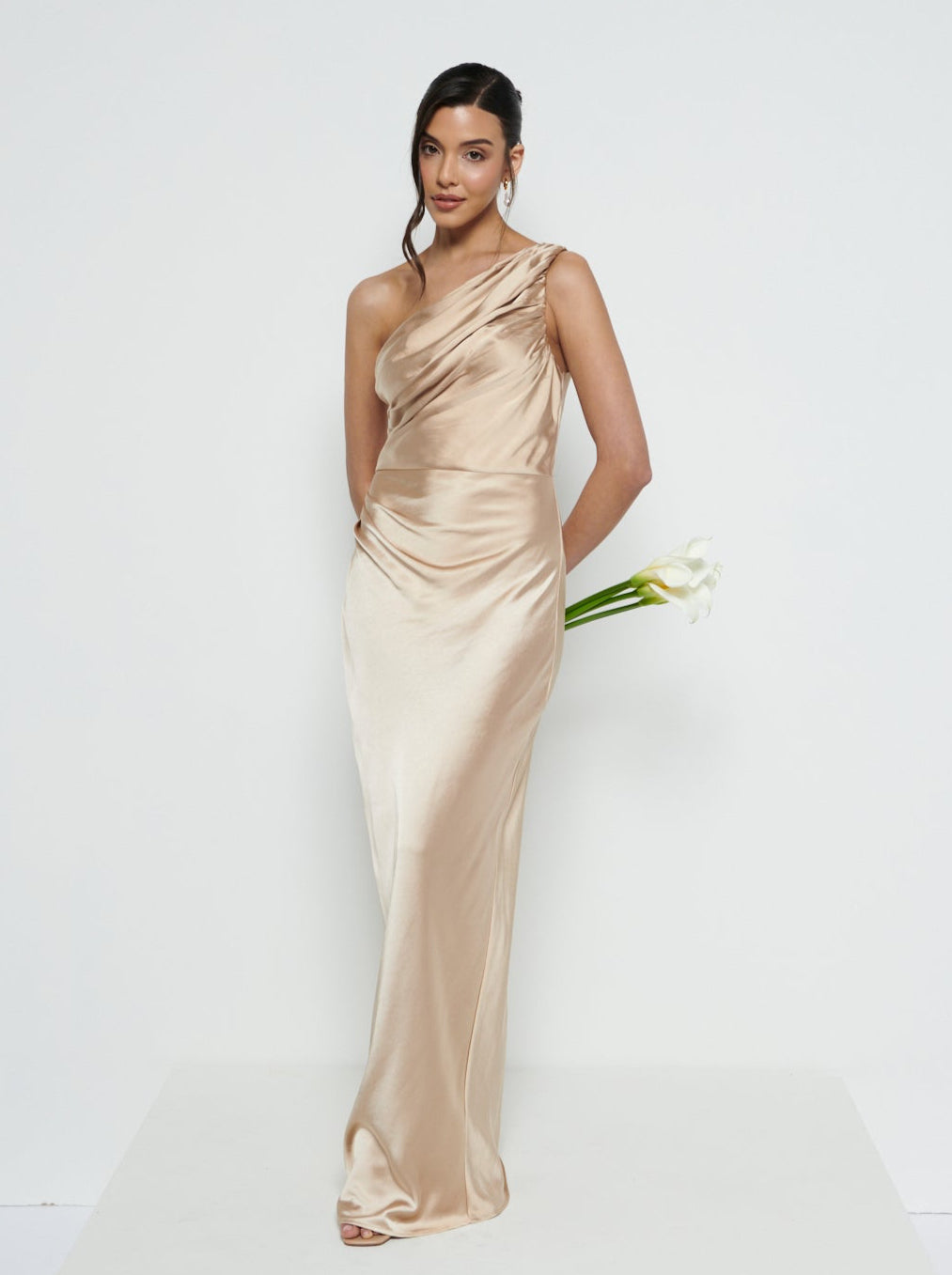 Juliet Ruched Maxi Bridesmaid Dress - Matte Bronze Pretty Lavish Juliet Ruched Maxi Bridesmaid Dress - Matte Bronze Pretty Lavish