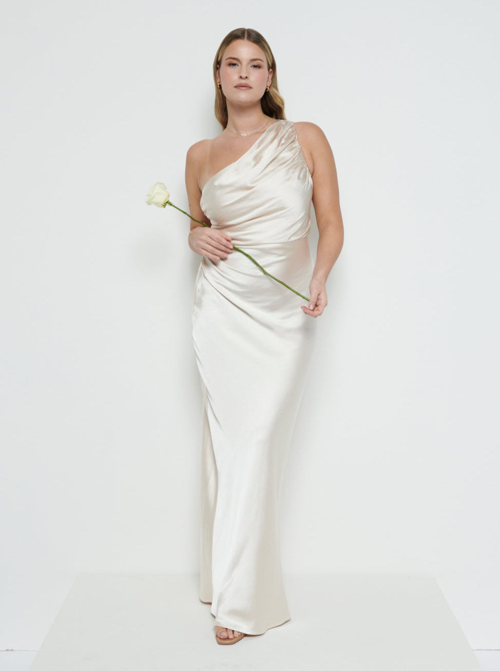 Juliet Ruched Maxi Bridesmaid Dress - Matte Champagne Pretty Lavish Juliet Ruched Maxi Bridesmaid Dress - Matte Champagne Pretty Lavish