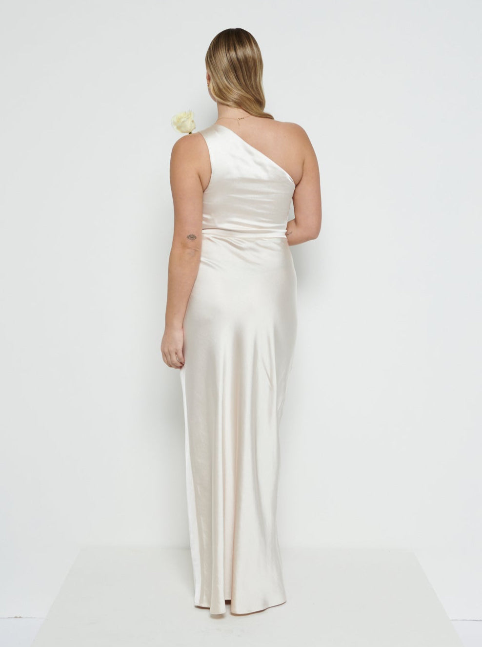 Juliet Ruched Maxi Bridesmaid Dress - Matte Champagne – Pretty Lavish