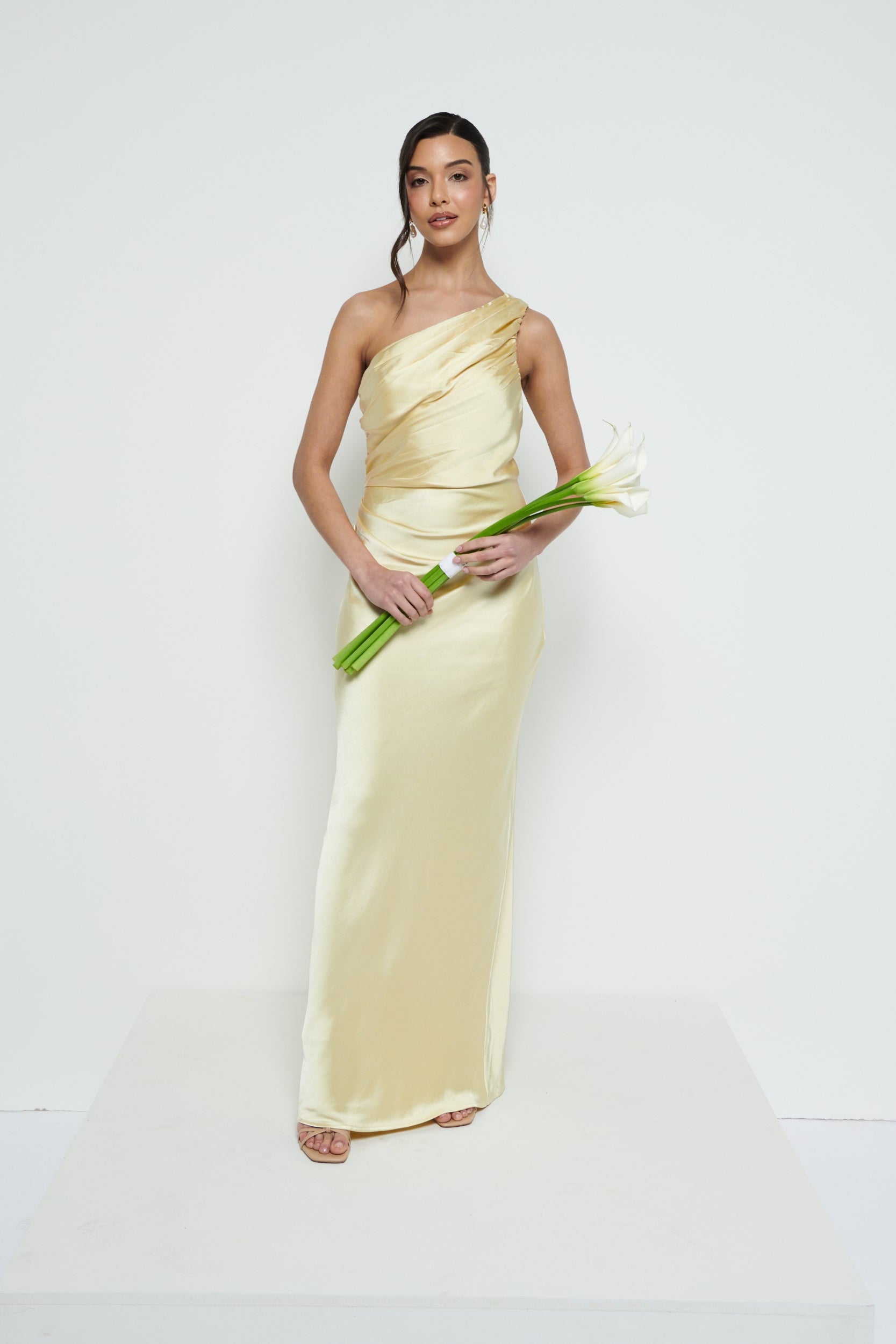 Juliet Ruched Maxi Bridesmaid Dress - Lemon Juliet Ruched Maxi Bridesmaid Dress - Lemon