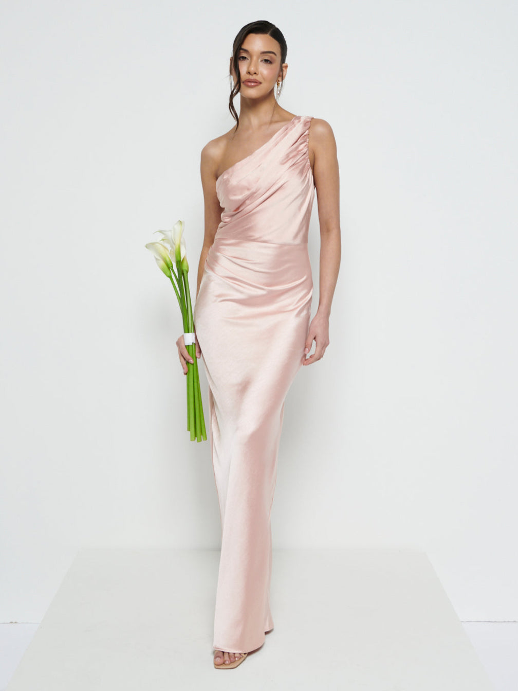 Juliet Ruched Maxi Bridesmaid Dress - Matte True Blush Juliet Ruched Maxi Bridesmaid Dress - Matte True Blush