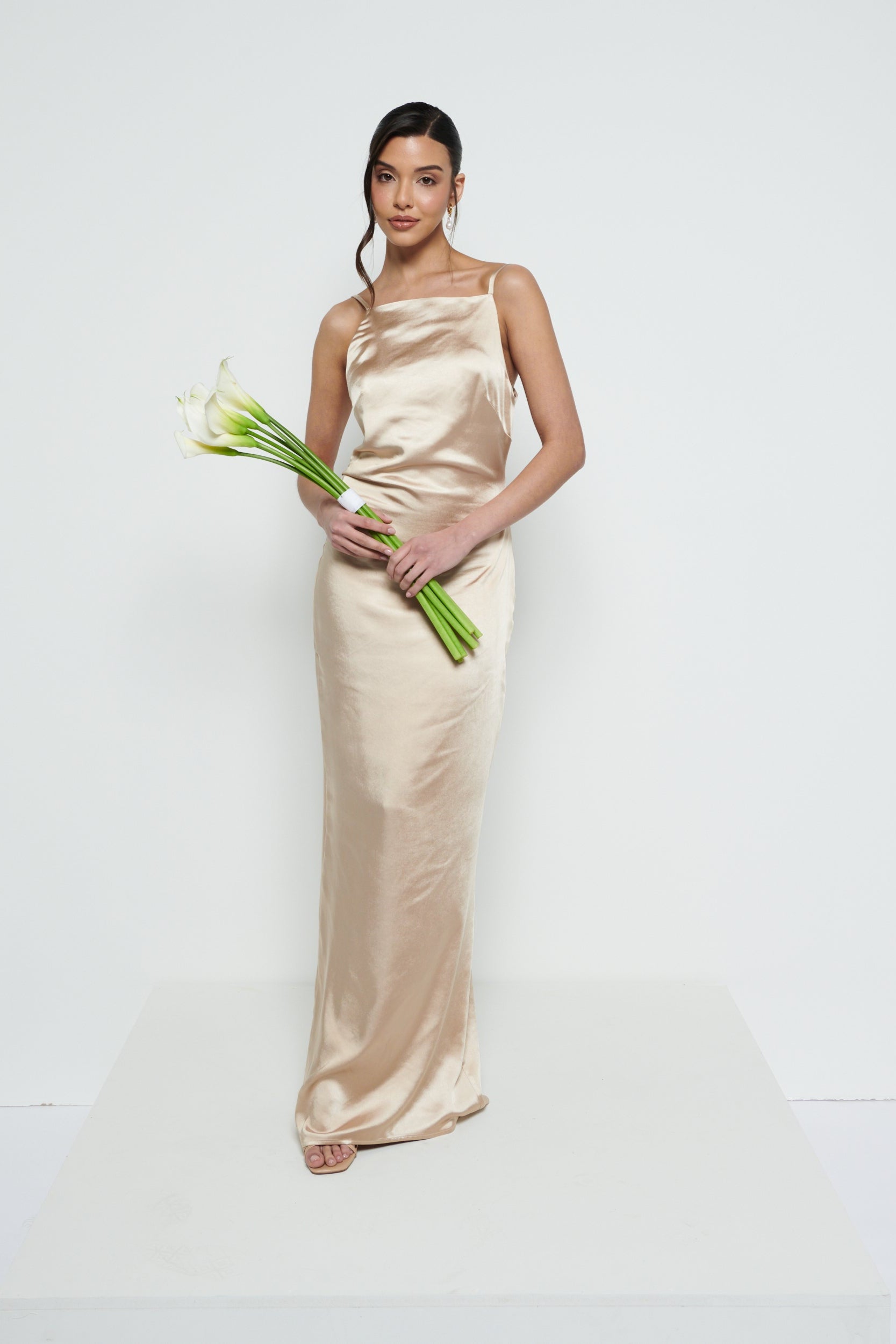 June Satin Maxi Bridesmaid Dress - Bronze Pretty Lavish June Satin Maxi Bridesmaid Dress - Bronze Pretty Lavish