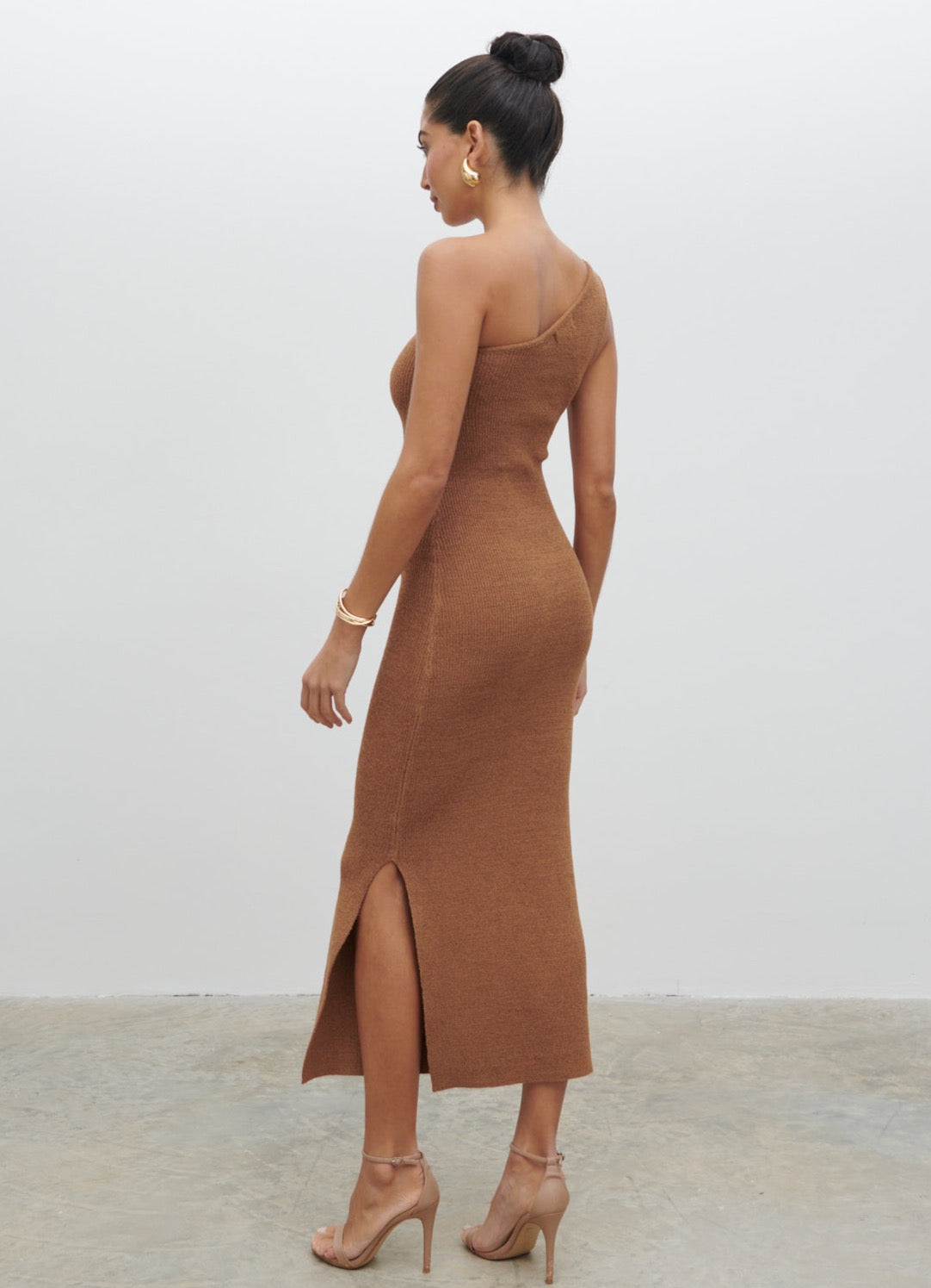 Juno One Shoulder Knit Midaxi Dress - Almond Juno One Shoulder Knit Midaxi Dress - Almond