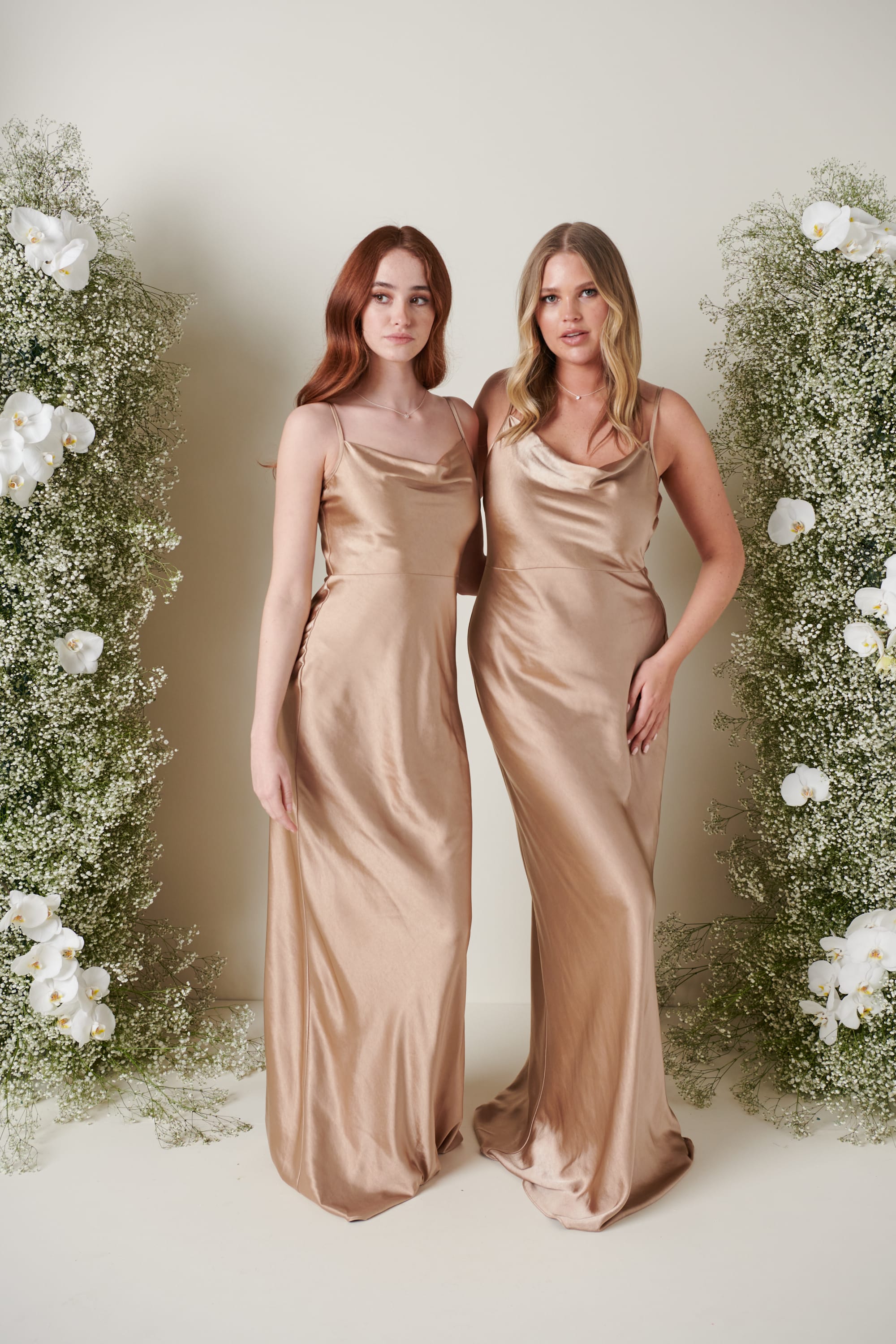 pretty lavish brown satin dress Keisha Scarf Maxi Bridesmaid Dress