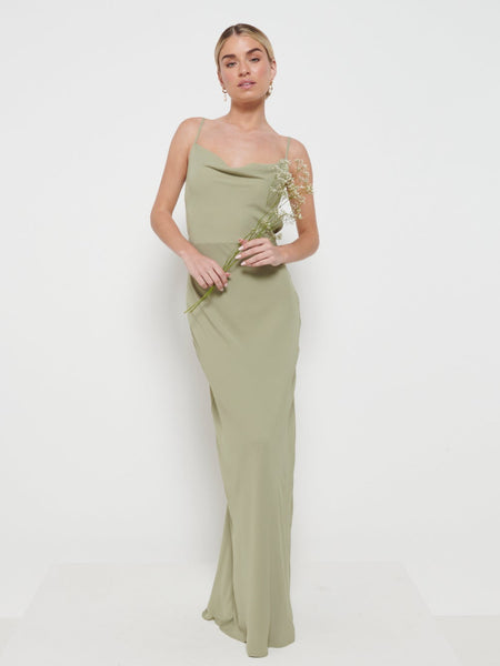 Keisha Chiffon Maxi Bridesmaid Dress - Olive  Pretty Lavish
