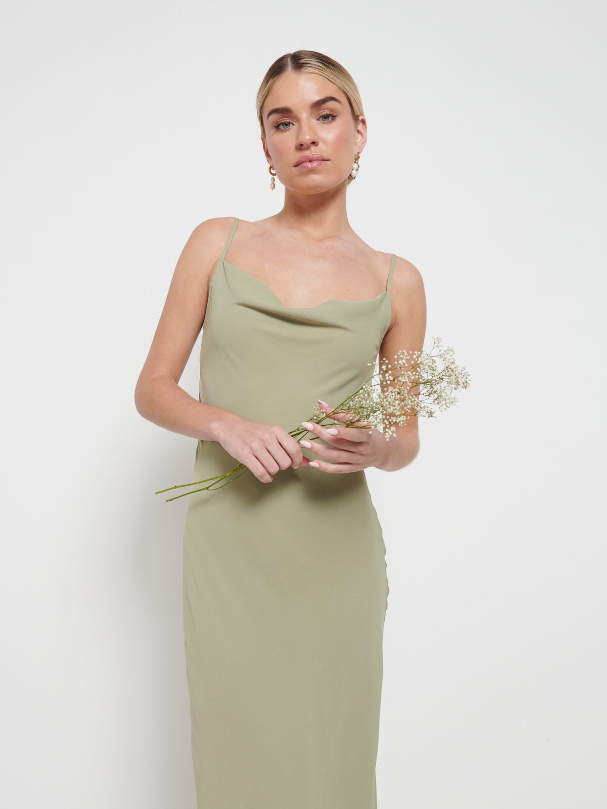Keisha Chiffon Maxi Bridesmaid Dress - Olive