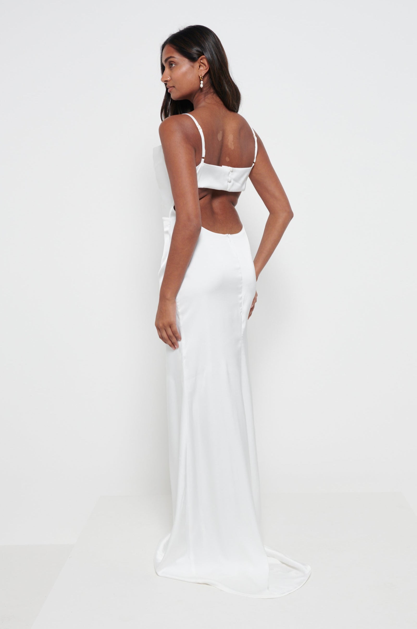 Keisha Backless Maxi Dress - Ivory Pretty Lavish Keisha Backless Maxi Dress - Ivory Pretty Lavish