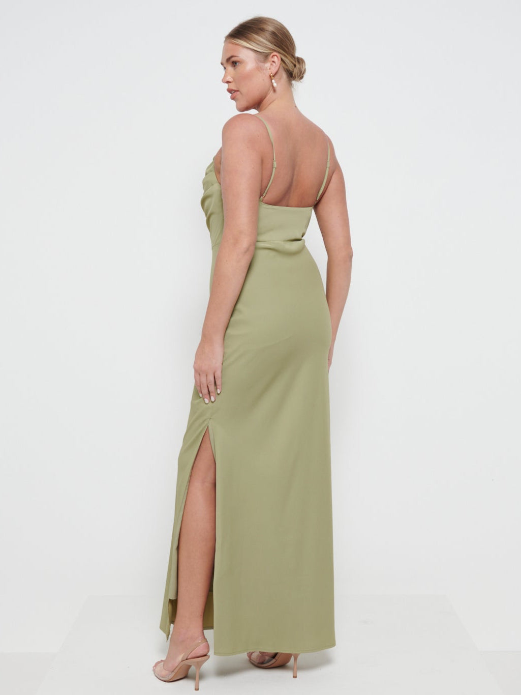 Keisha Cowl Neck Maxi Bridesmaid Dress - Olive Pretty Lavish Keisha Cowl Neck Maxi Bridesmaid Dress - Olive Pretty Lavish