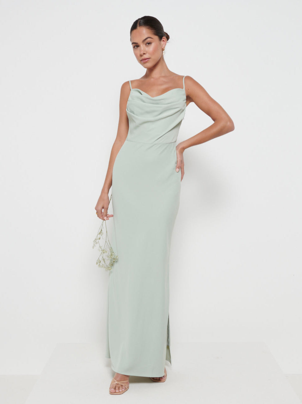 Keisha Cowl Neck Maxi Bridesmaid Dress - Sage Pretty Lavish Keisha Cowl Neck Maxi Bridesmaid Dress - Sage Pretty Lavish