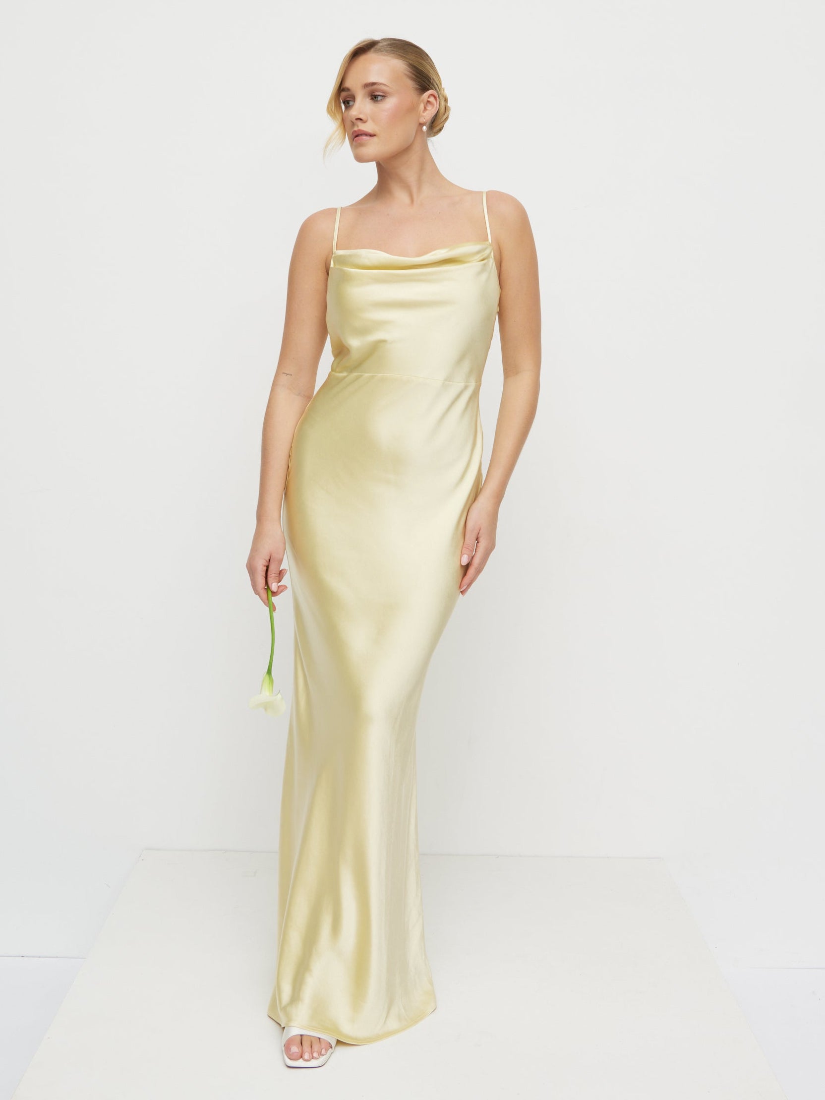 lemon bridesmaid dresses uk Leely Women Simple Lemon Yellow Wedding Party Guest Dress with Ruffles A Line Pleated Maxi Bridesmaid Dress leelyuk