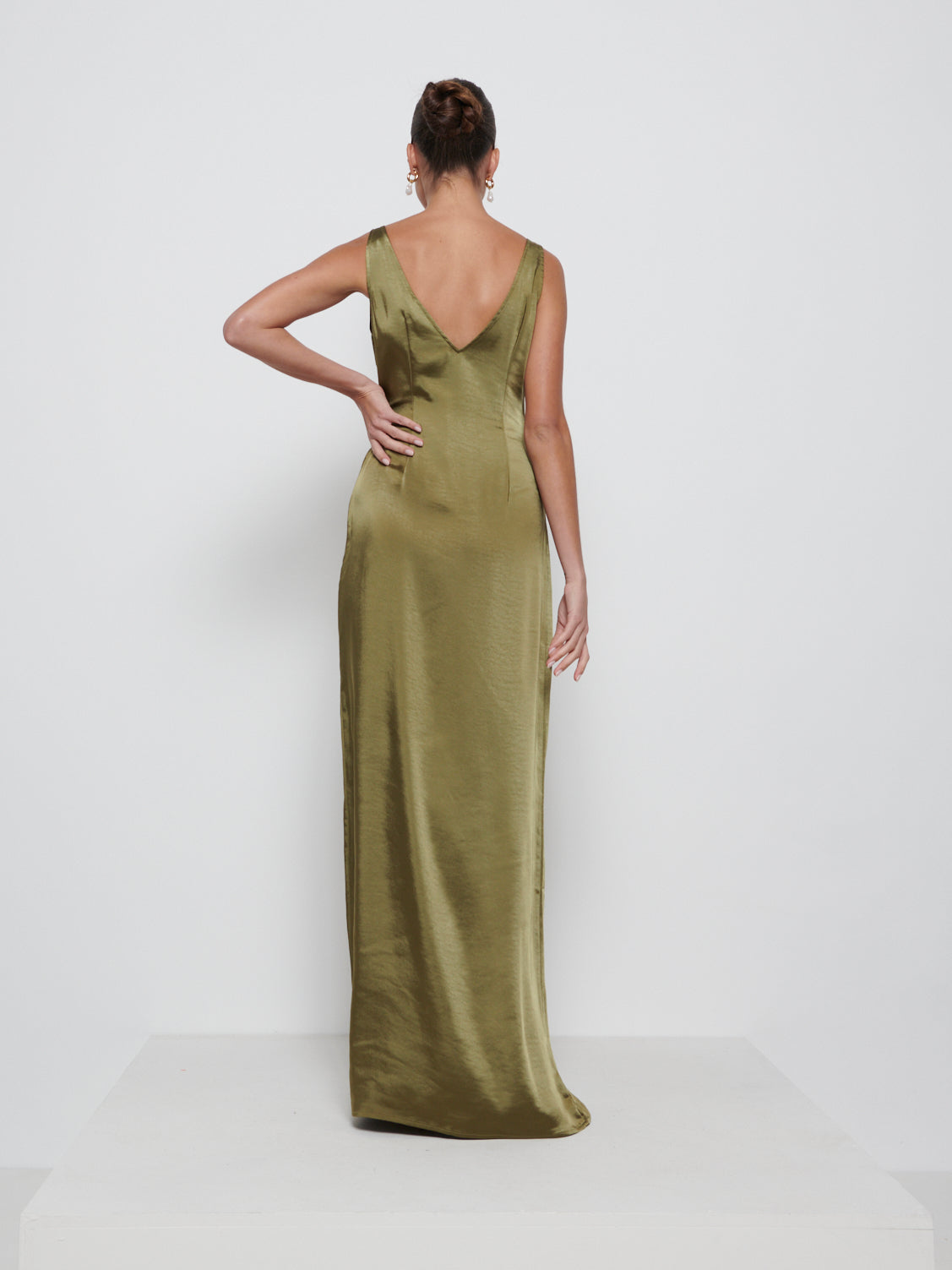 Esmee Wrap Maxi Bridesmaid Dress - Dark Olive