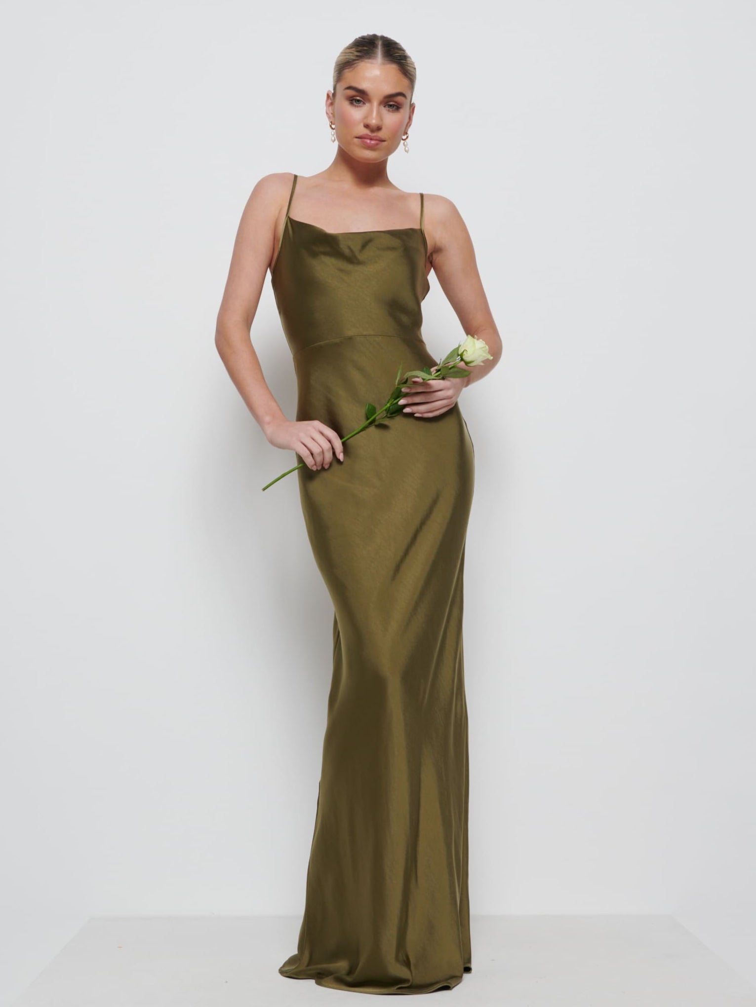 Keisha Maxi Bridesmaid Dress Matte Military Olive