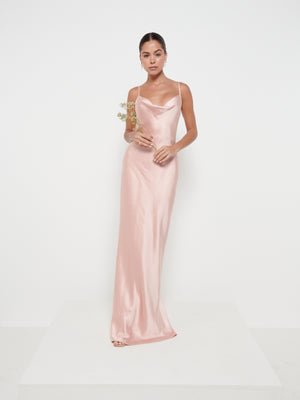 Keisha Maxi Bridesmaid Dress - Matte Blush – Pretty Lavish