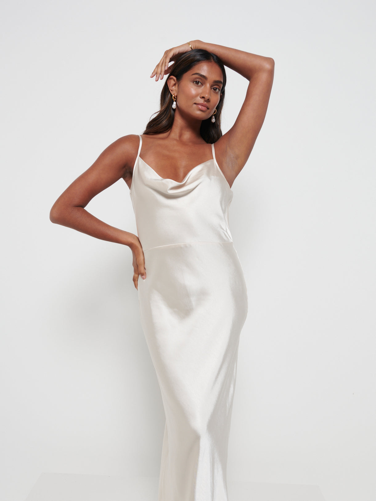 keisha slip maxi dress champagne Keisha Maxi Bridesmaid Dress