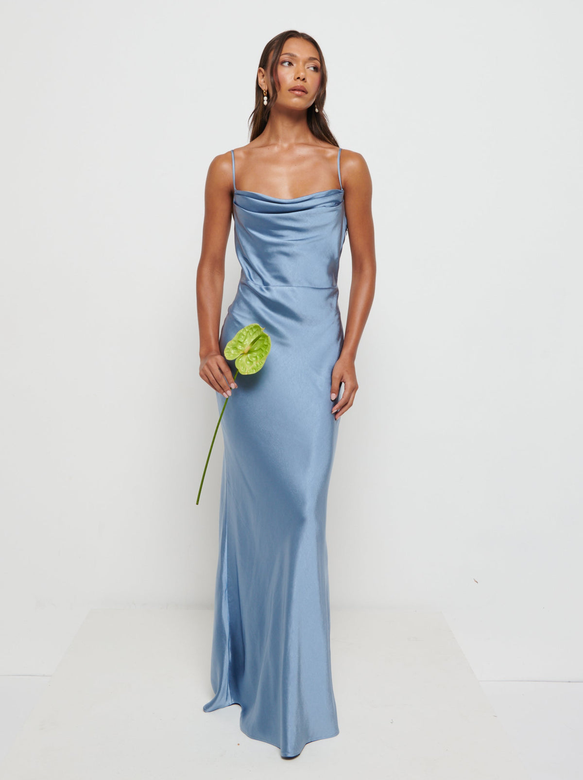 dusty blue silk bridesmaid dresses Keisha Maxi Satin Dress The Sweetheart Stretch Satin Menâs black jackets Nectar Ruffle Gown | Color:Red and Gold