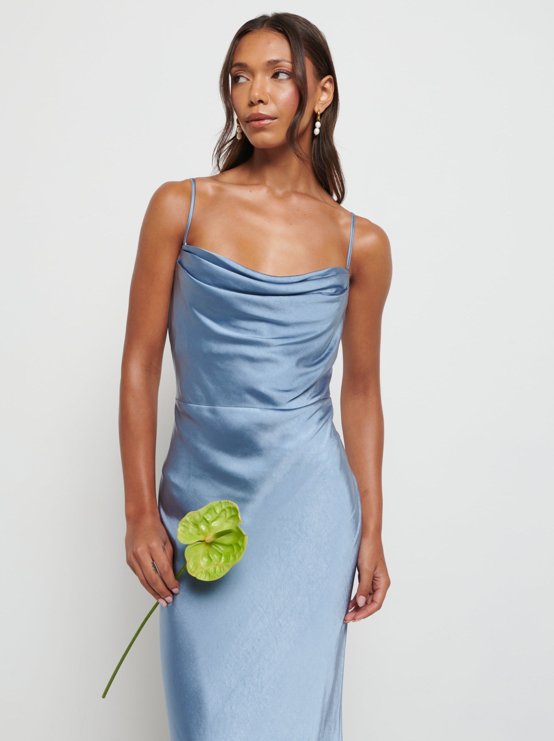 blue dress orange flowers Sun-imperial The lightweight polyester fabric tutu du monde christmas dress Primary color:Baby Blue BABARONI Acetate Satin Peach