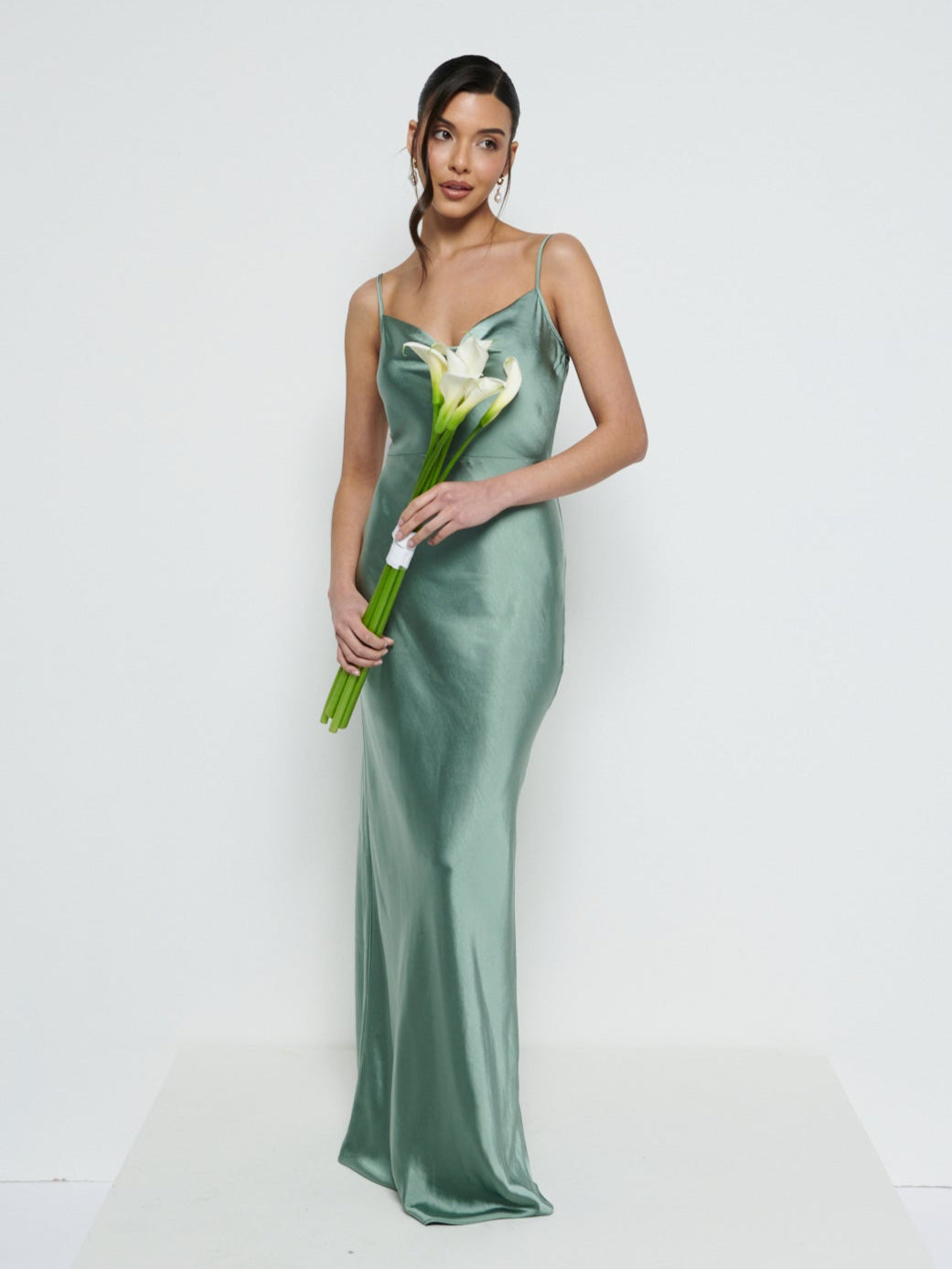 satin eucalyptus bridesmaid dress Swatch – Pretty Lavish Iris Gown – Dusty US Size:9 Stretch Lining ) Neckline Girls Fun Fashion