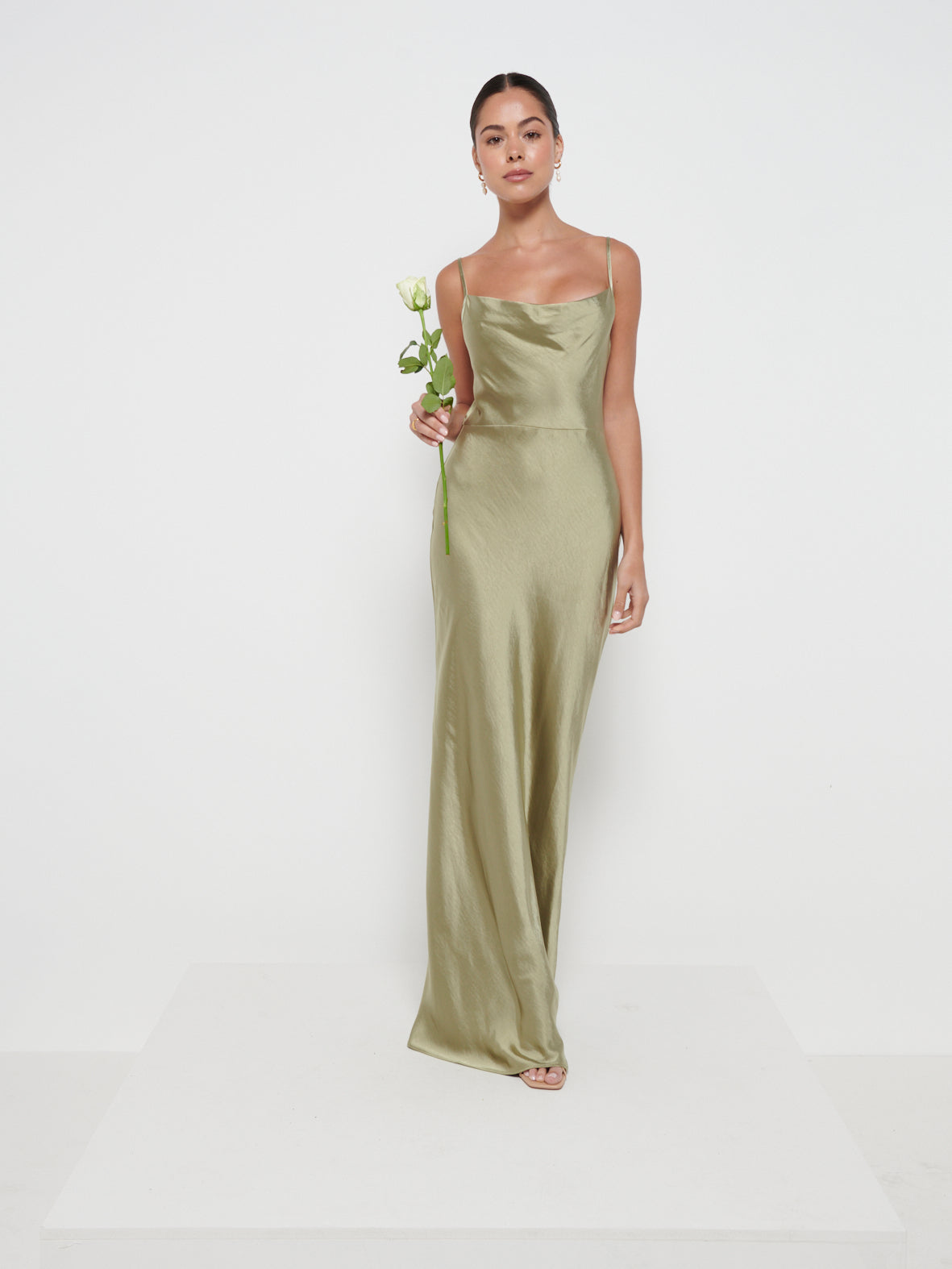 Keisha Maxi Bridesmaid Dress - Matte Olive – Pretty Lavish